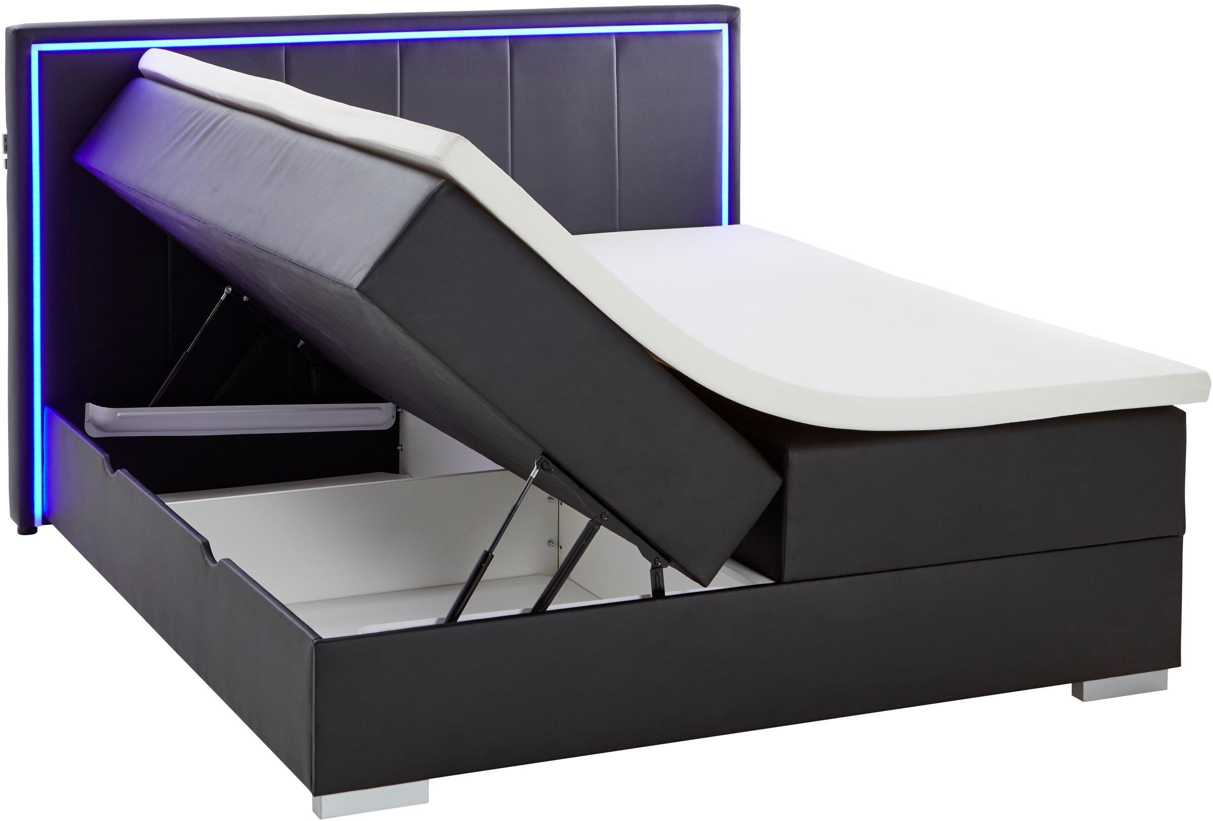 meise.möbel Boxbett »Colorado«, inkl. LED-Beleuchtung im Kopfteil, Bettkasten und Topper