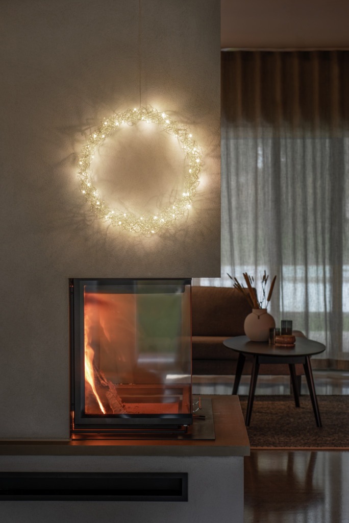 KONSTSMIDE LED Dekolicht »Metallkranz, Weihnachtsdeko«, silberfarben, 40 warm weiße Dioden