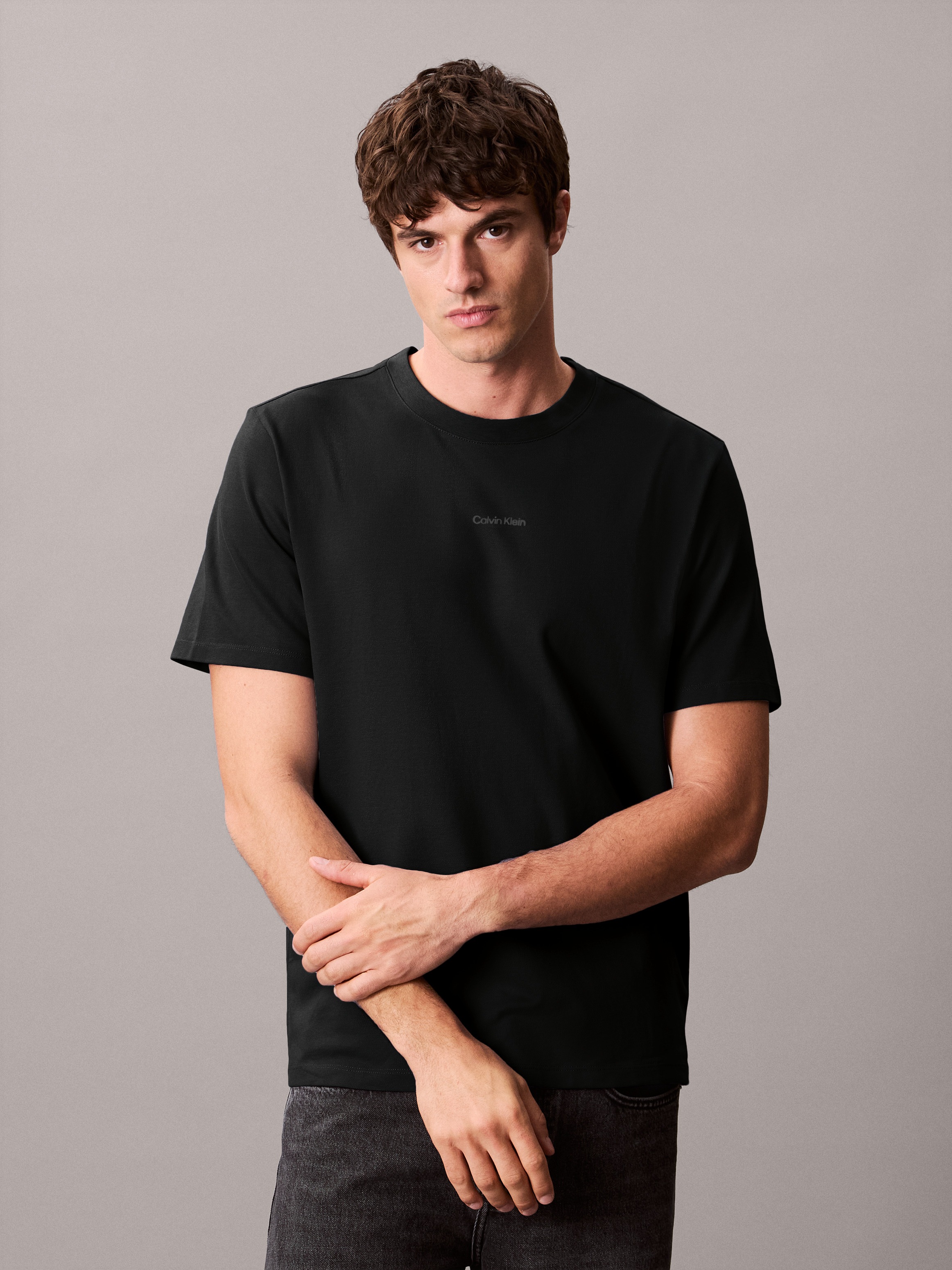 Calvin Klein T-Shirt »SS STRETCH PIQUE NANO EASY TEE«, Mit Rundhalsausschnitt