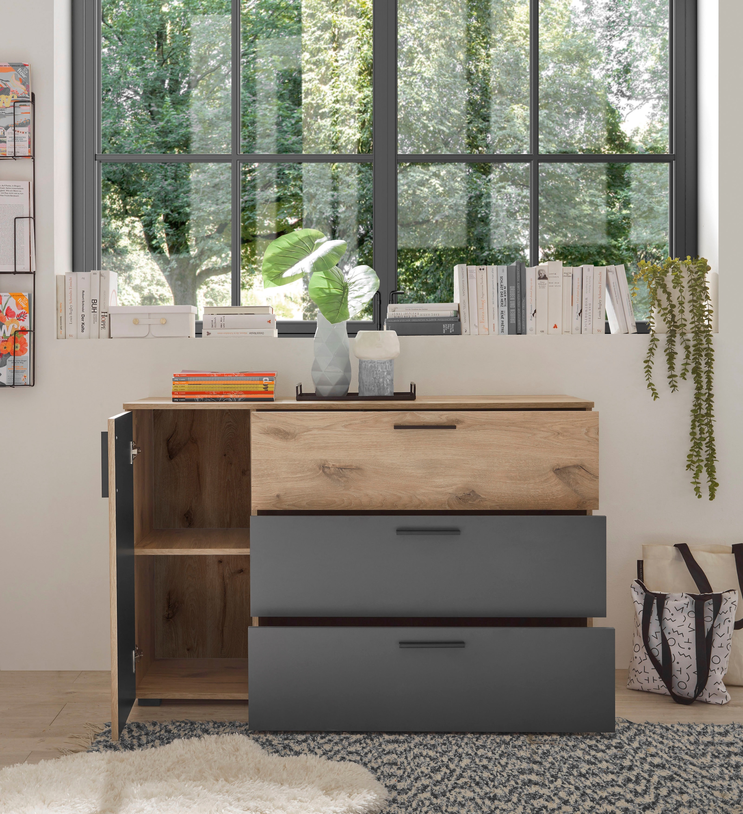 Schlafkontor Kombikommode »Daria mit 3 Schubkästen und Rillenoptik«