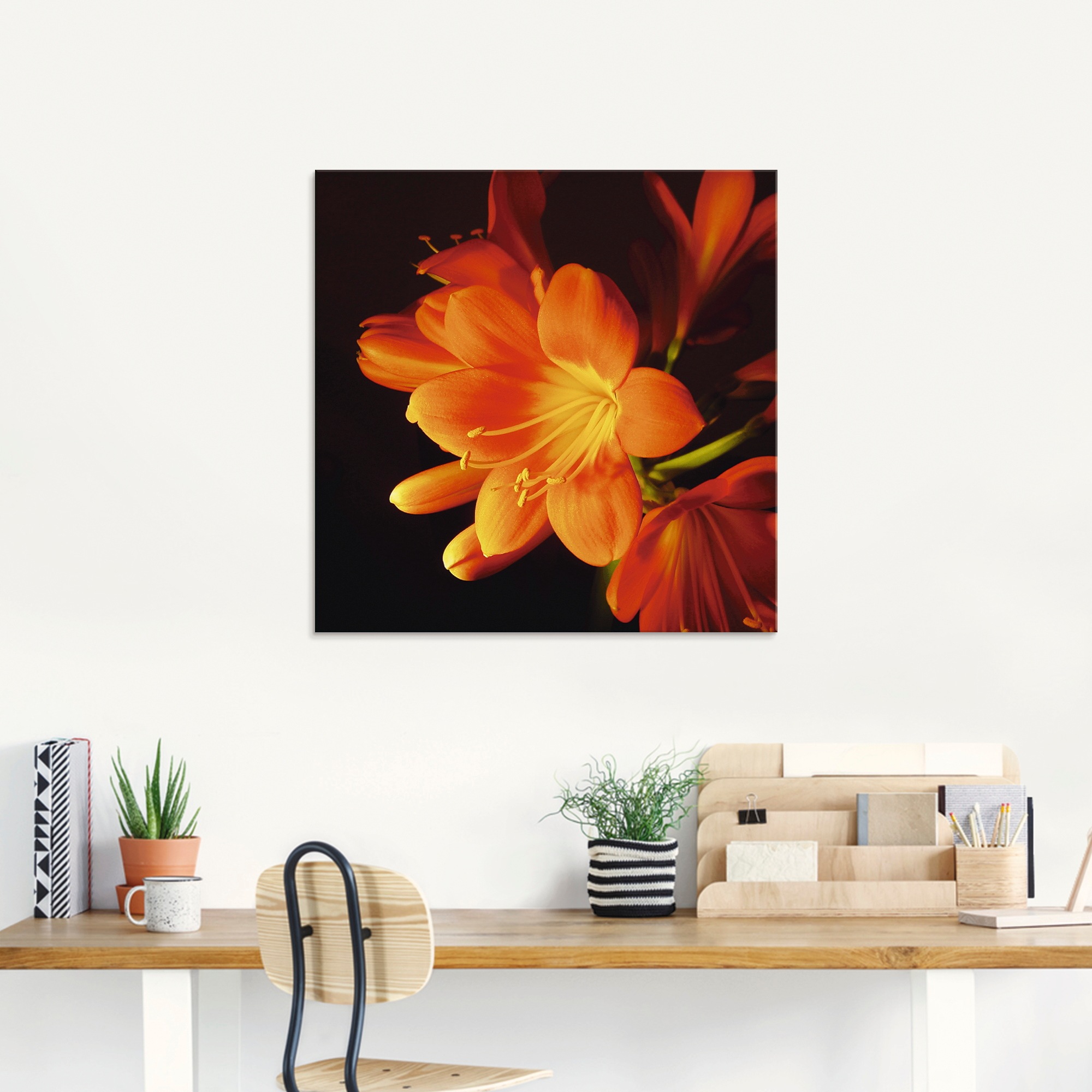 Artland Glasbild »Clivie in leuchtendem Orange« Blumen 1 Stk. tlg. in verschiedenen Größen