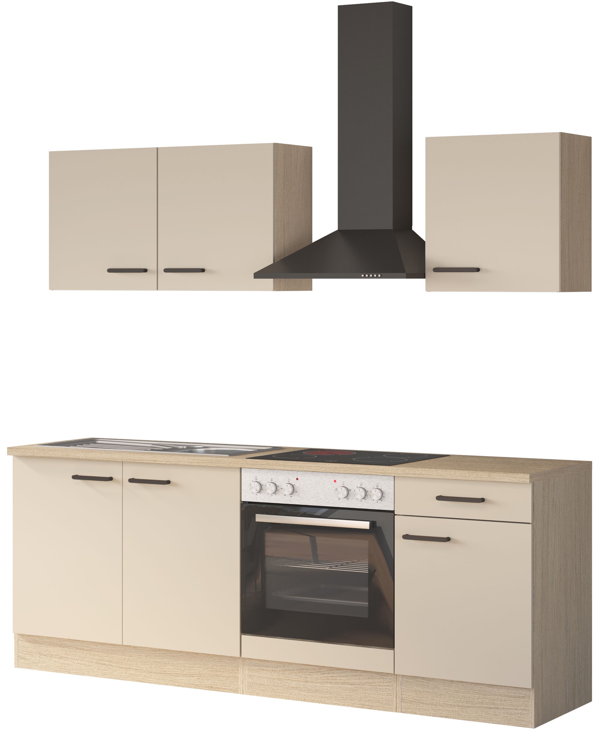 Flex-Well Küche »Creso, Breite 210 cm« wahlweise mit E-Geräte und Spüle in Edelstahl und schwarz