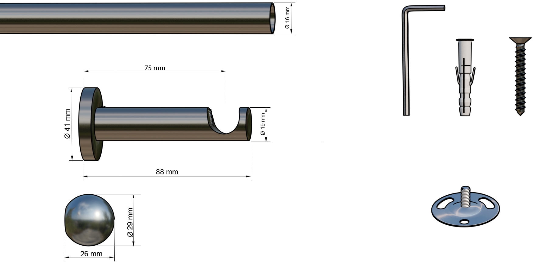 indeko Gardinenstange »Colombes« 1 läufig-läufig Wunschmaßlänge