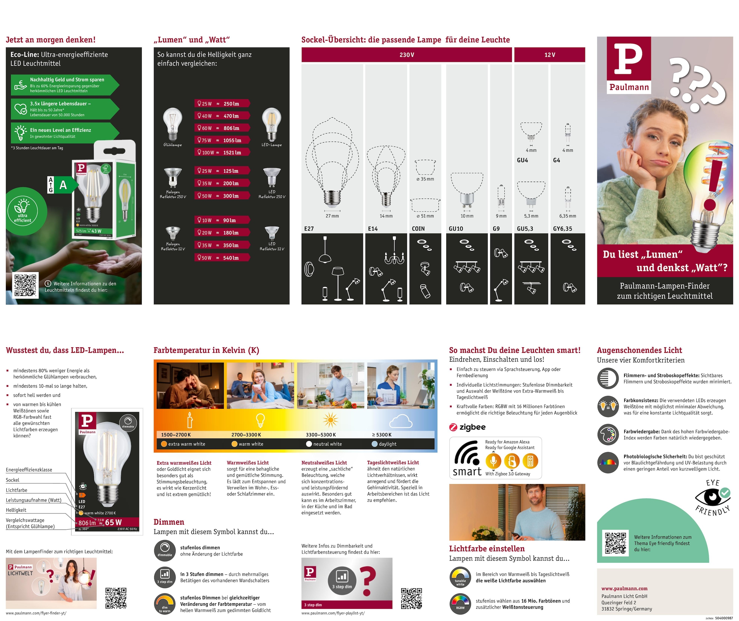 Paulmann LED-Leuchtmittel »Eco-Line 3er Pack Kerze 525lm 2,5W 3000K klar 230V« Warmweiß