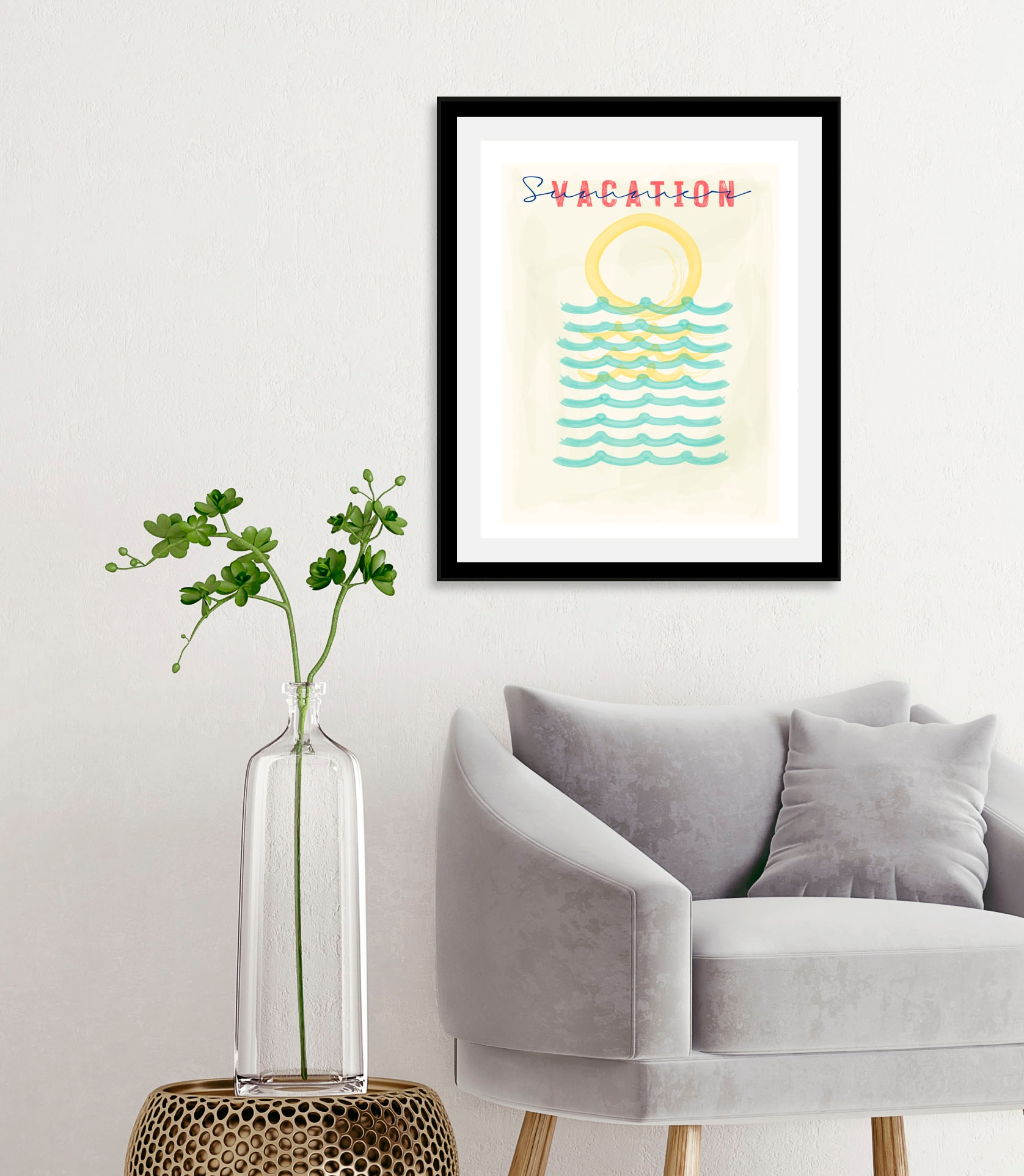 queence Bild »Sommer«, Schriftzüge-Schriftzug-Sprüche & Texte-Motivationsbilder-Meer-Meer Bilder, (1 St.), HD Premium Poster-Druck inkl. Holzrahmen