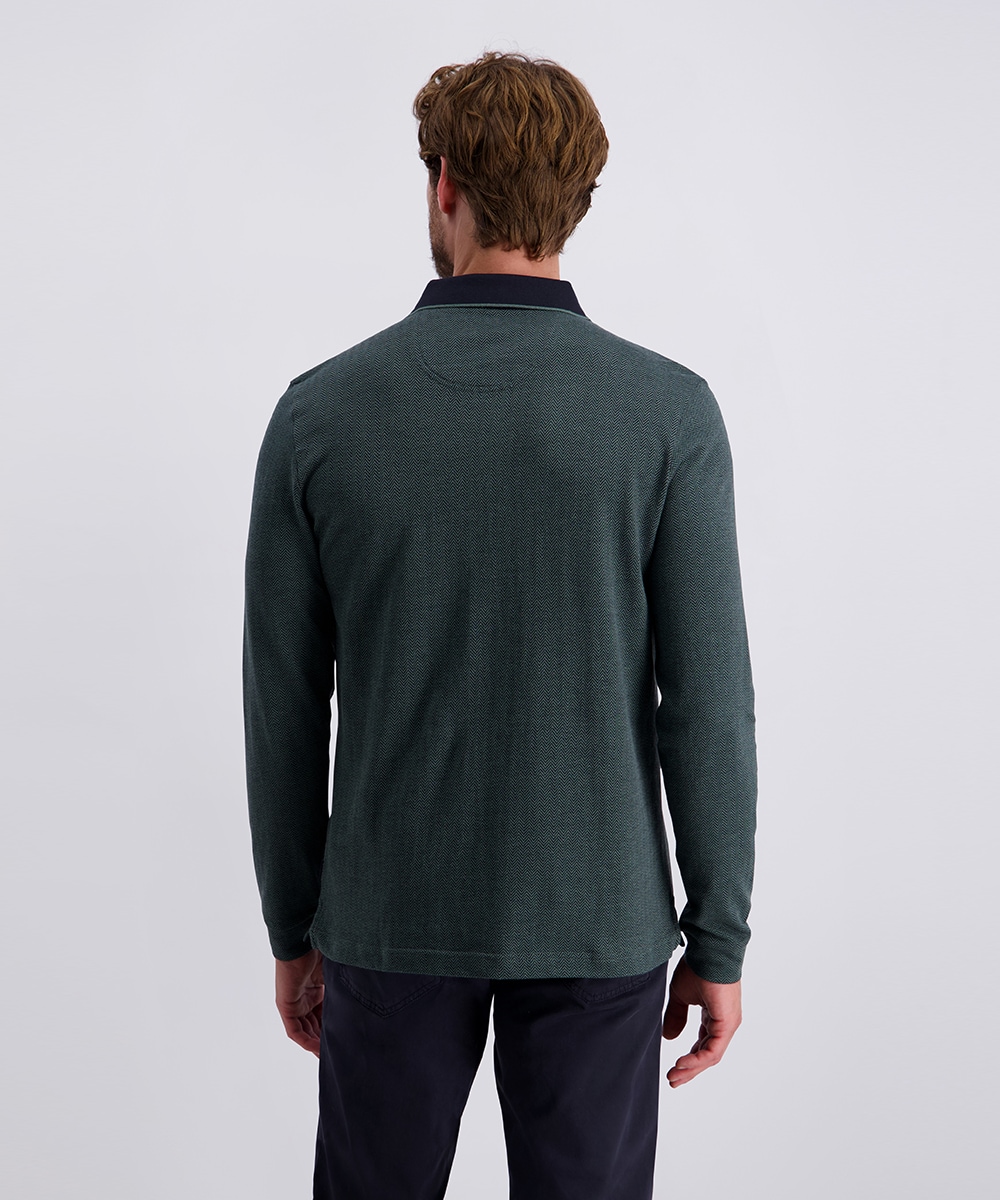 Pierre Cardin Langarm-Poloshirt, mit Fischgratmuster