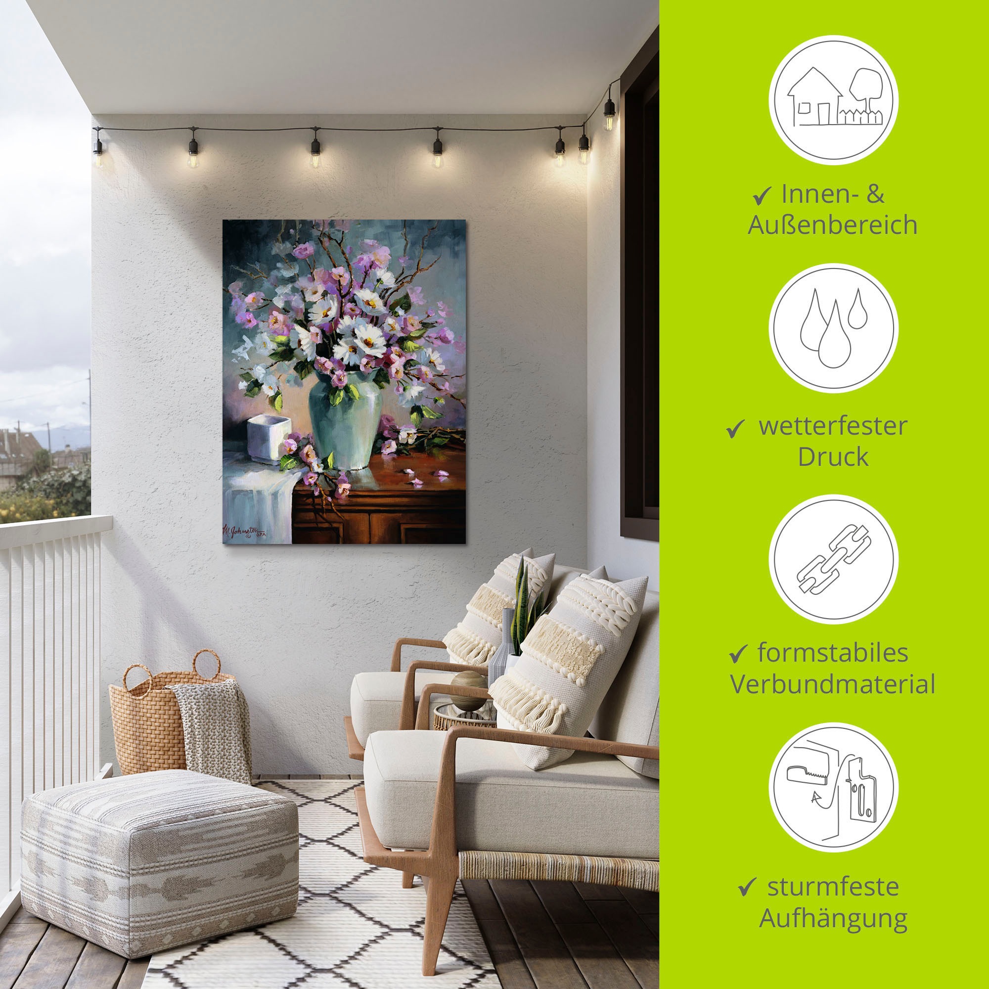 Artland Alu-Dibond-Druck »Apfel und Kirchblüten«, Arrangements, (1 St.), für Innen- und Außenbereich geeignet, Outdoorbild