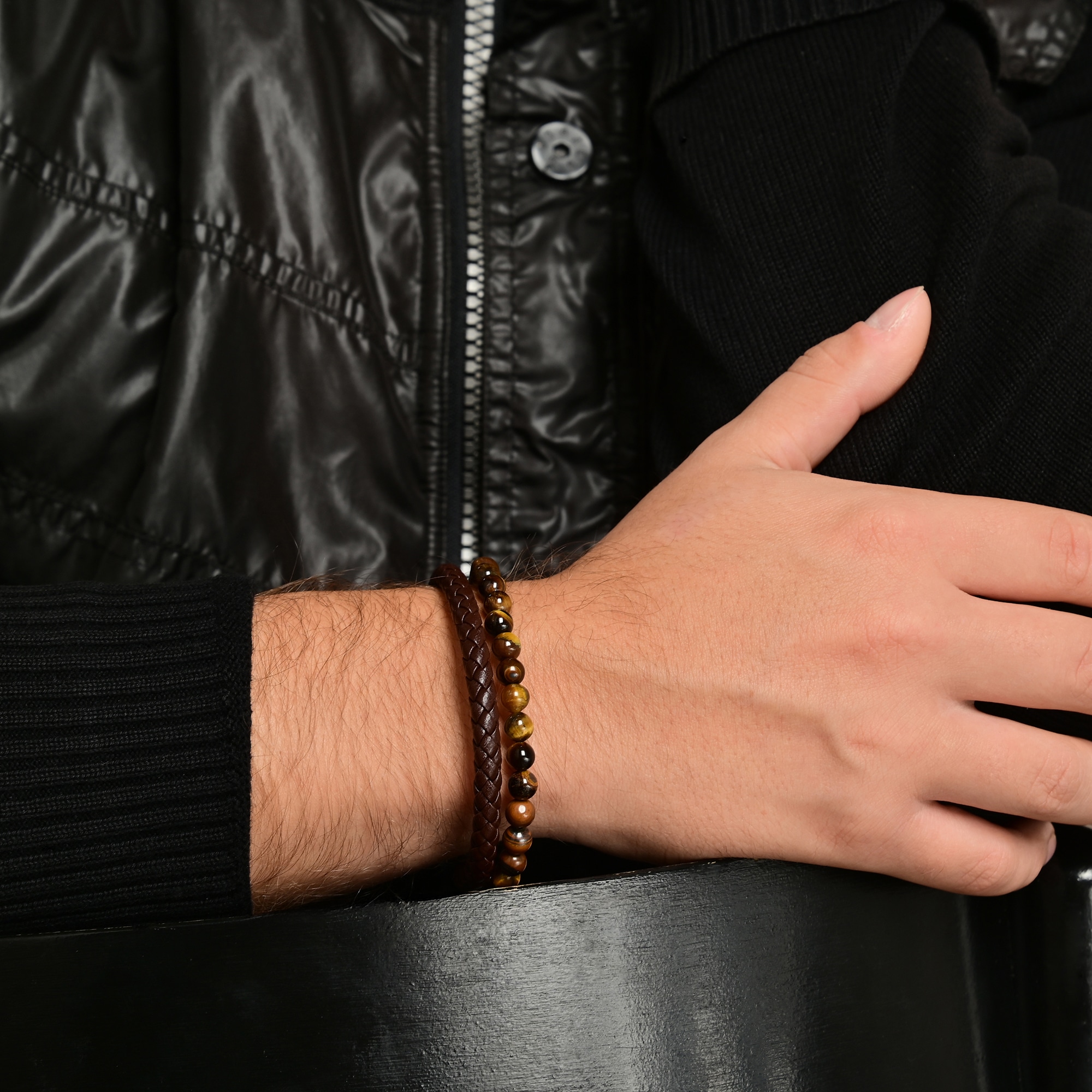 Adelia´s Armband »Unisex Armband ¿ Kugelarmband aus Leder mit Perle 21 cm«