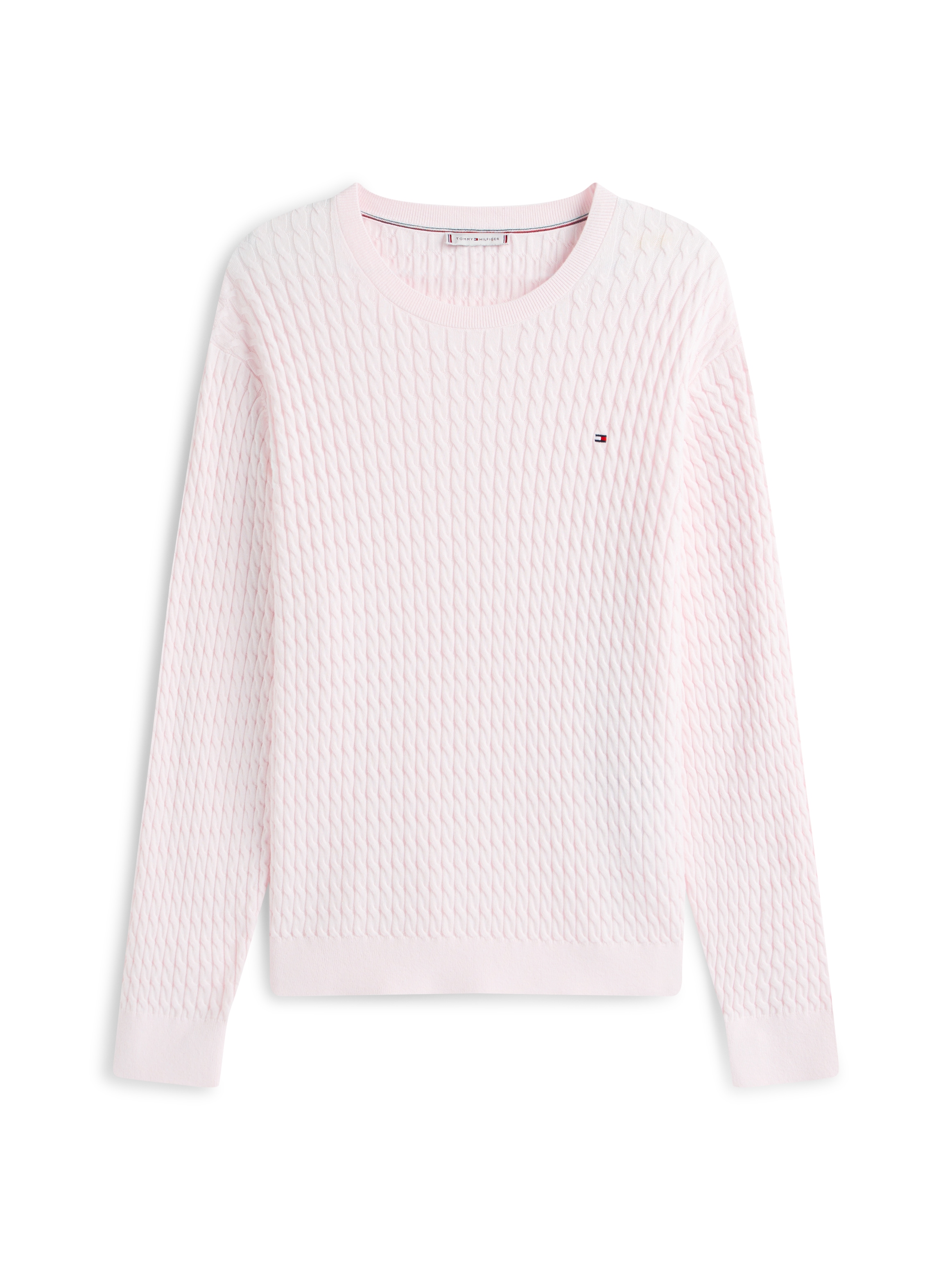 Tommy Hilfiger Curve Rundhalspullover »CRV CO CABLE FINE GG CNK SWEATER« in großen Größen, mit Zopfmuster