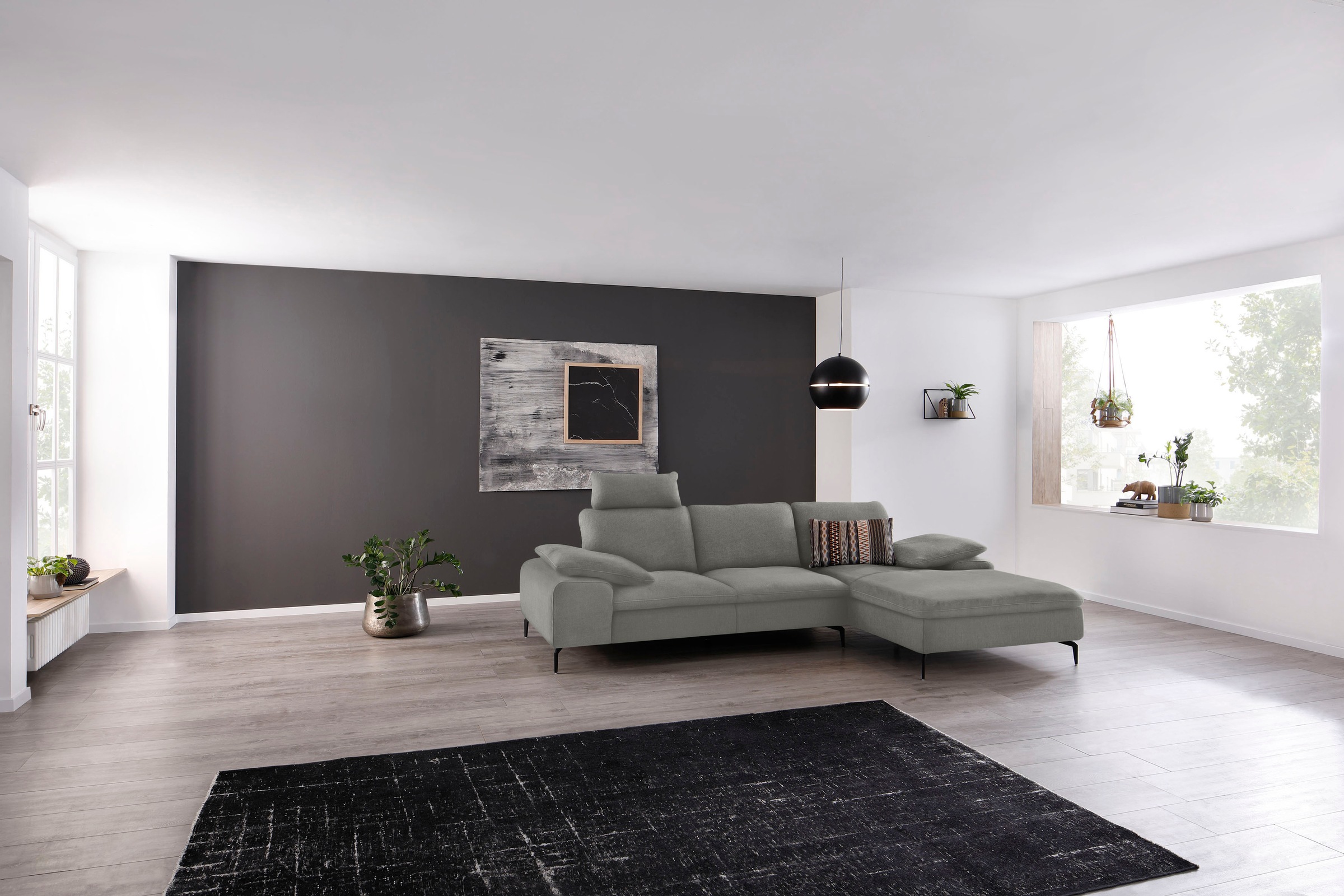 W.SCHILLIG Ecksofa »valentinoo, Designsofa, bequem, elegant und zeitlos, L-Form«, (Set), inklusive Hocker, mit Sitztiefenverstellung, Breite 299 cm