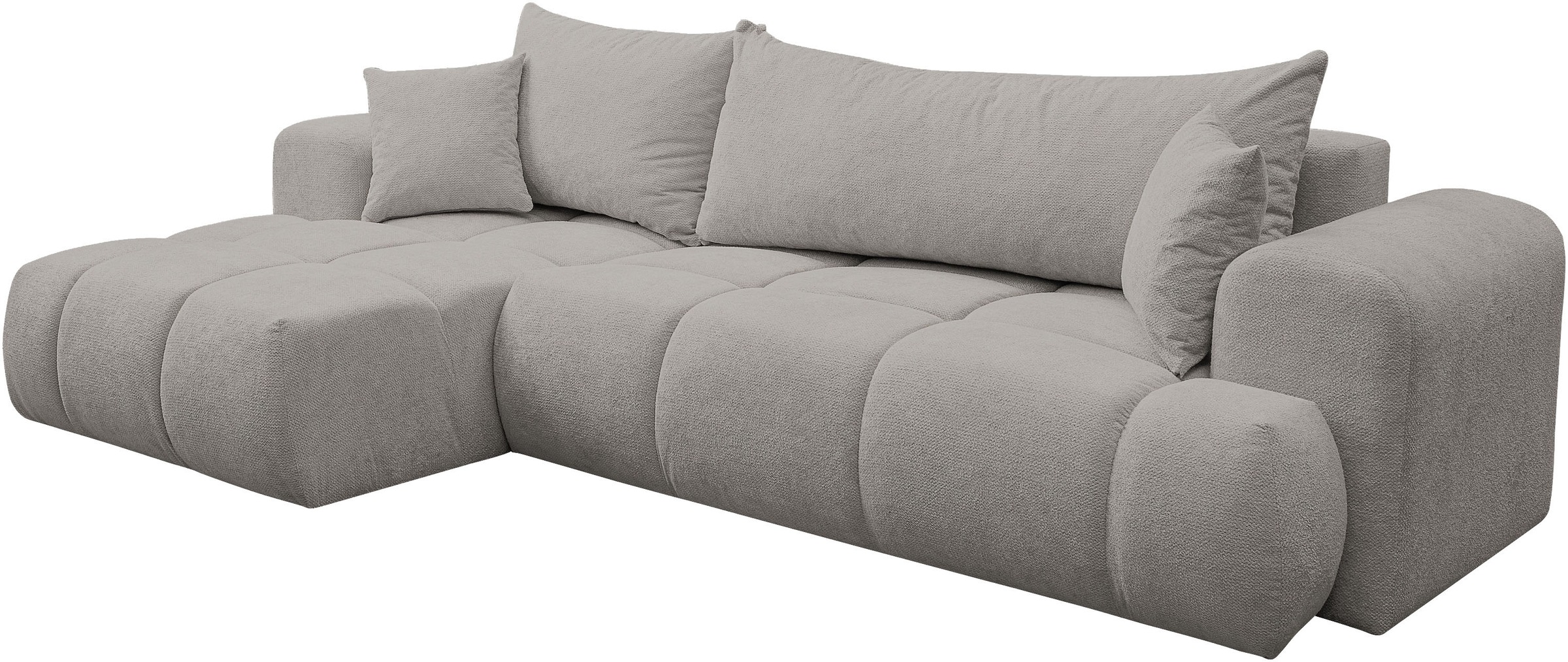 WERK2 Ecksofa »Ewela-Bubble 265 cm breit mit Bett & Bettkasten« Bouclé, L-Form, Schlaffunktion, Bettkasten