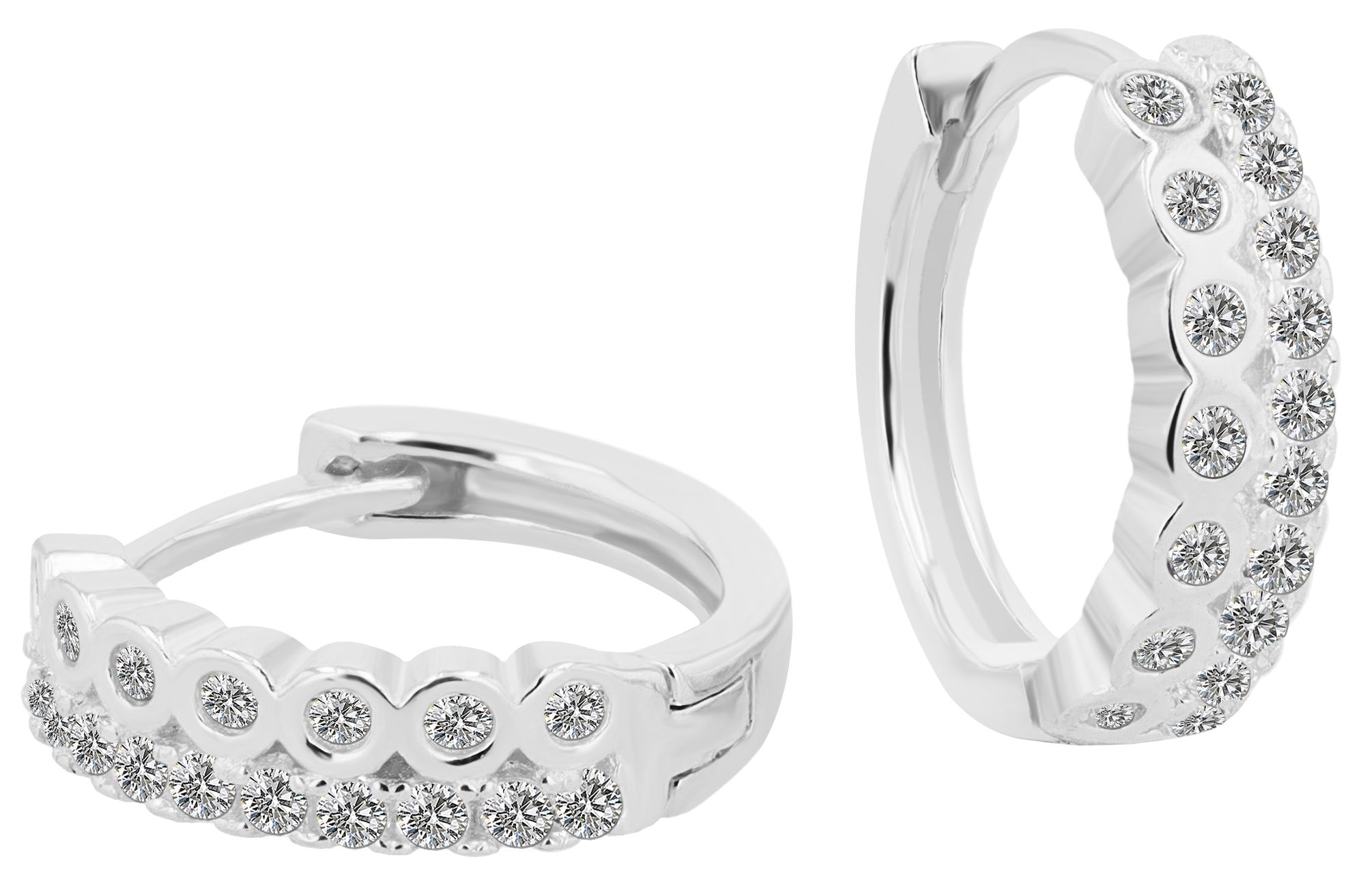 Adelia´s Paar Creolen »Damen Ohrringe ¿ Klappcreole aus 925 Silber mit Zirkonia«