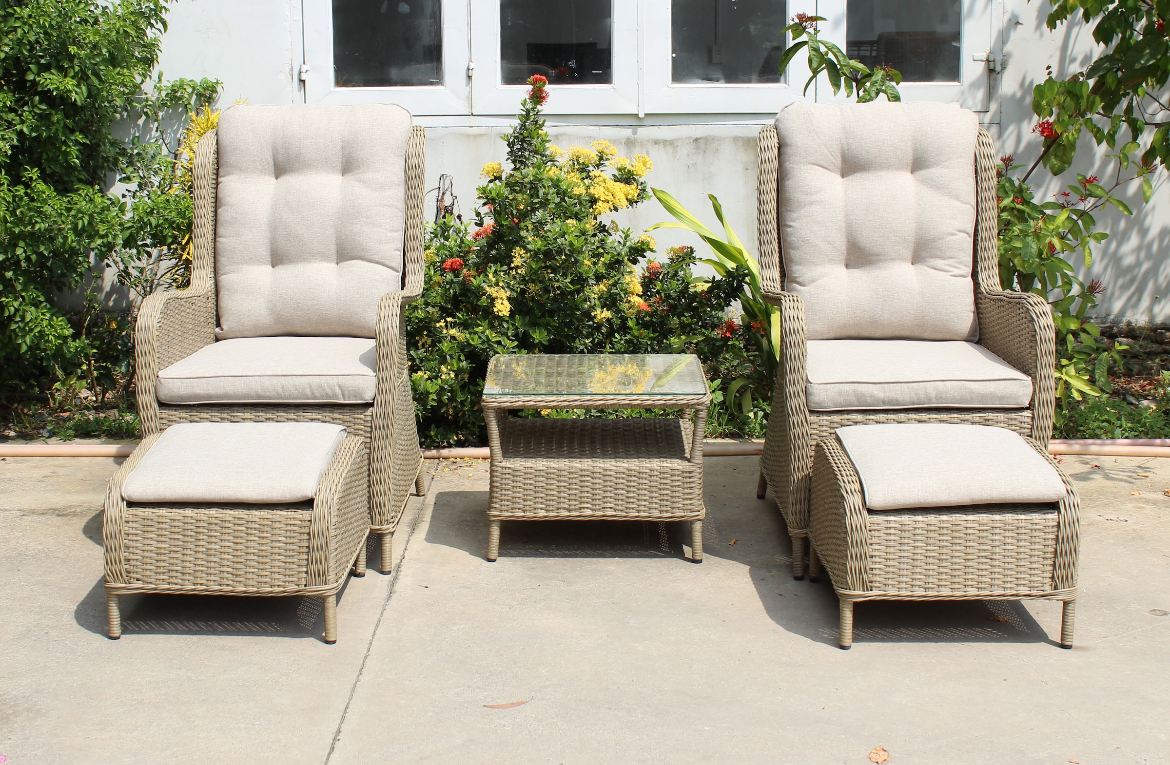 Garden Pleasure Garten-Essgruppe », Sessel-Set »VALENCIA«« Set,  2 Sessel, 2 Hocker, Tisch LxB: 54x43 cm, inkl Auflagen