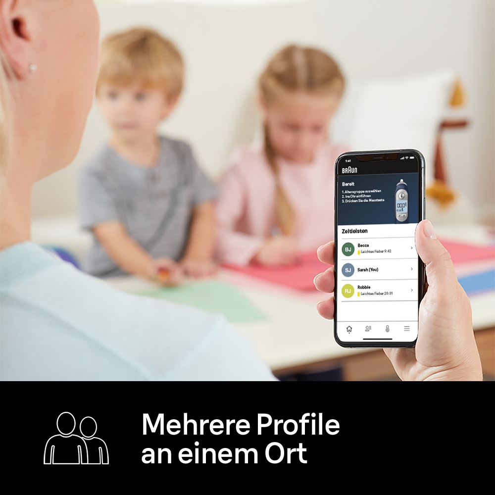 Braun Fieberthermometer »ThermoScan® 7+ connect Ohrthermometer IRT6575NWE«, Für alle Altersgruppen geeignet, einschließlich Neugeborene, Bluetooth