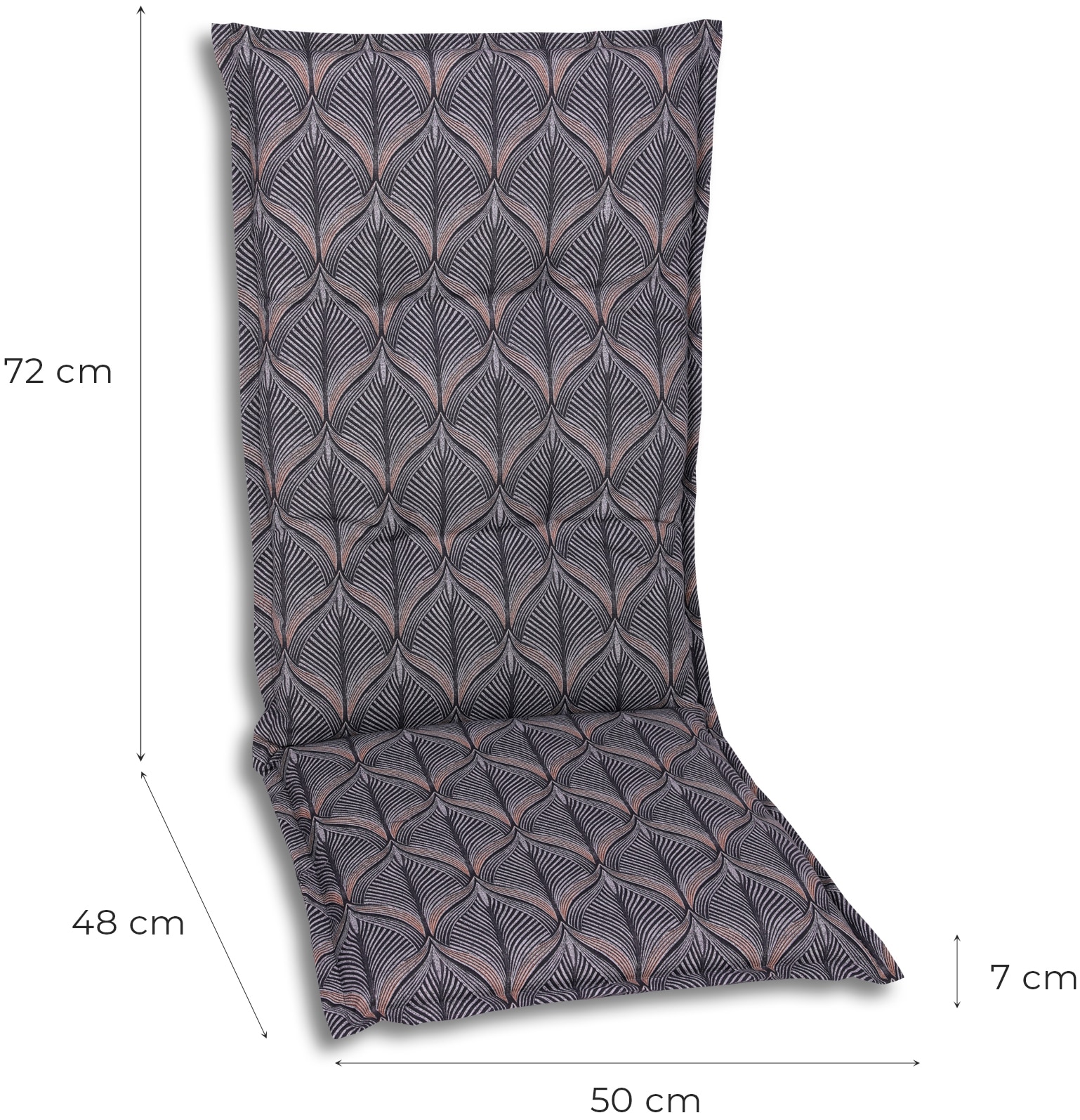 GO-DE Hochlehnerauflage Maße ca.: 50 cm x 120 cm x 7 cm