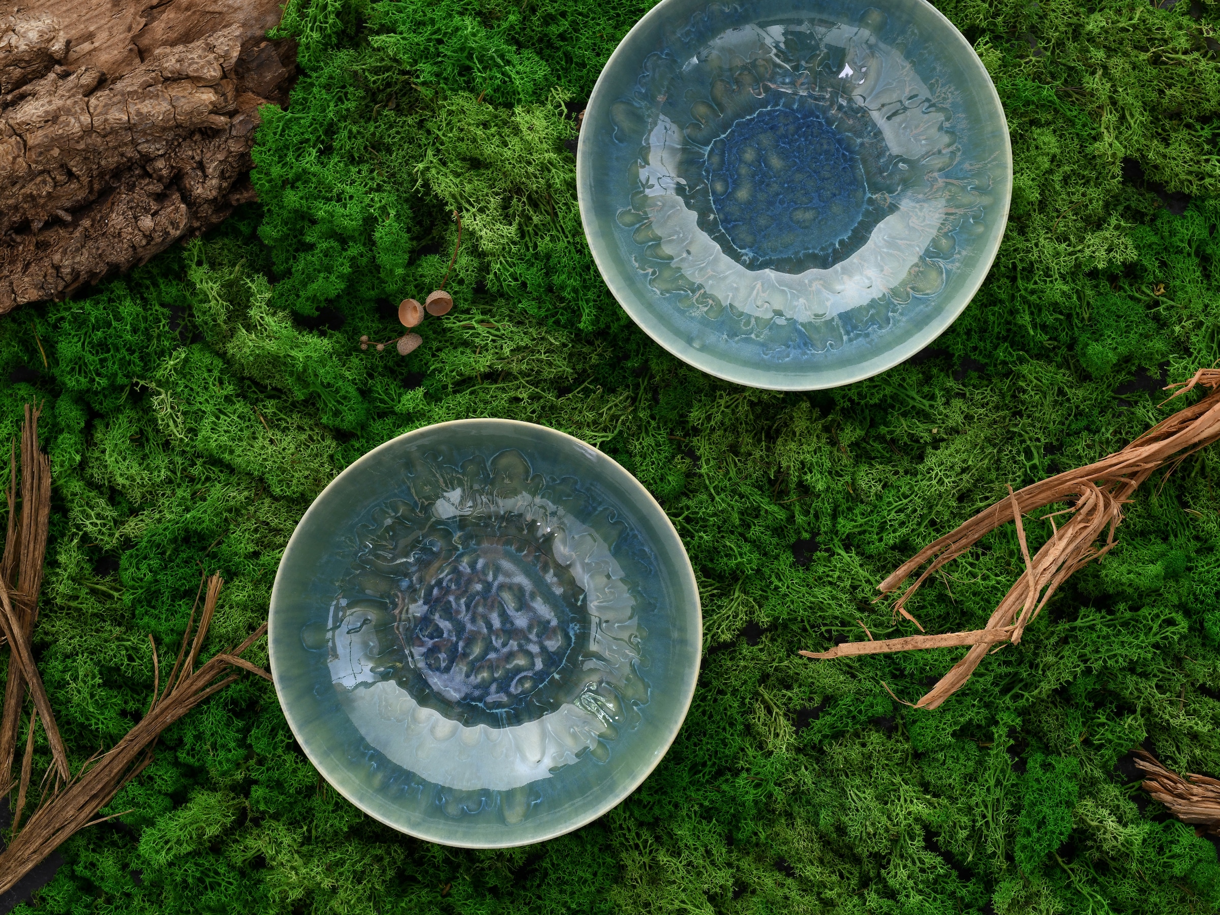 CreaTable Schüssel »Yuki« 2 Stk. aus Steinzeug Reaktiv-Digitaldruck, jedes Stück ein  Unikat, Ø 24 cm