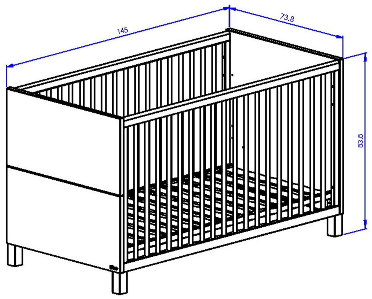 Gami Babybett »Babybett Achille«, Zum „Little Bed“ umbaubar mit 140 cm Umbauseiten (optional).