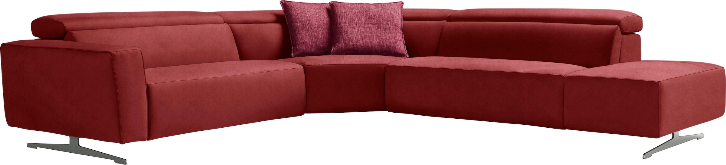 Egoitaliano Ecksofa »Stefanie-e, Designsofa der Extraklasse, bequem mit hohem Sitzkomfort« mit Relaxfunktion und verstellbaren Kopfteilelementen