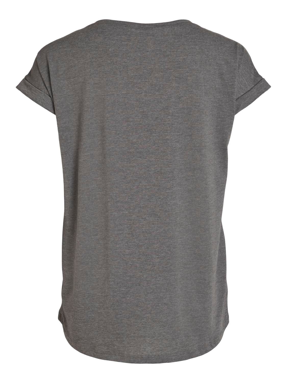 Vila Rundhalsshirt »VIDREAMERS NEW PURE T-SHIRT/SU-NOOS«, Basic Damen-T-Shirt mit Rundhalsausschnitt und umgeschlagenen Ärmeln