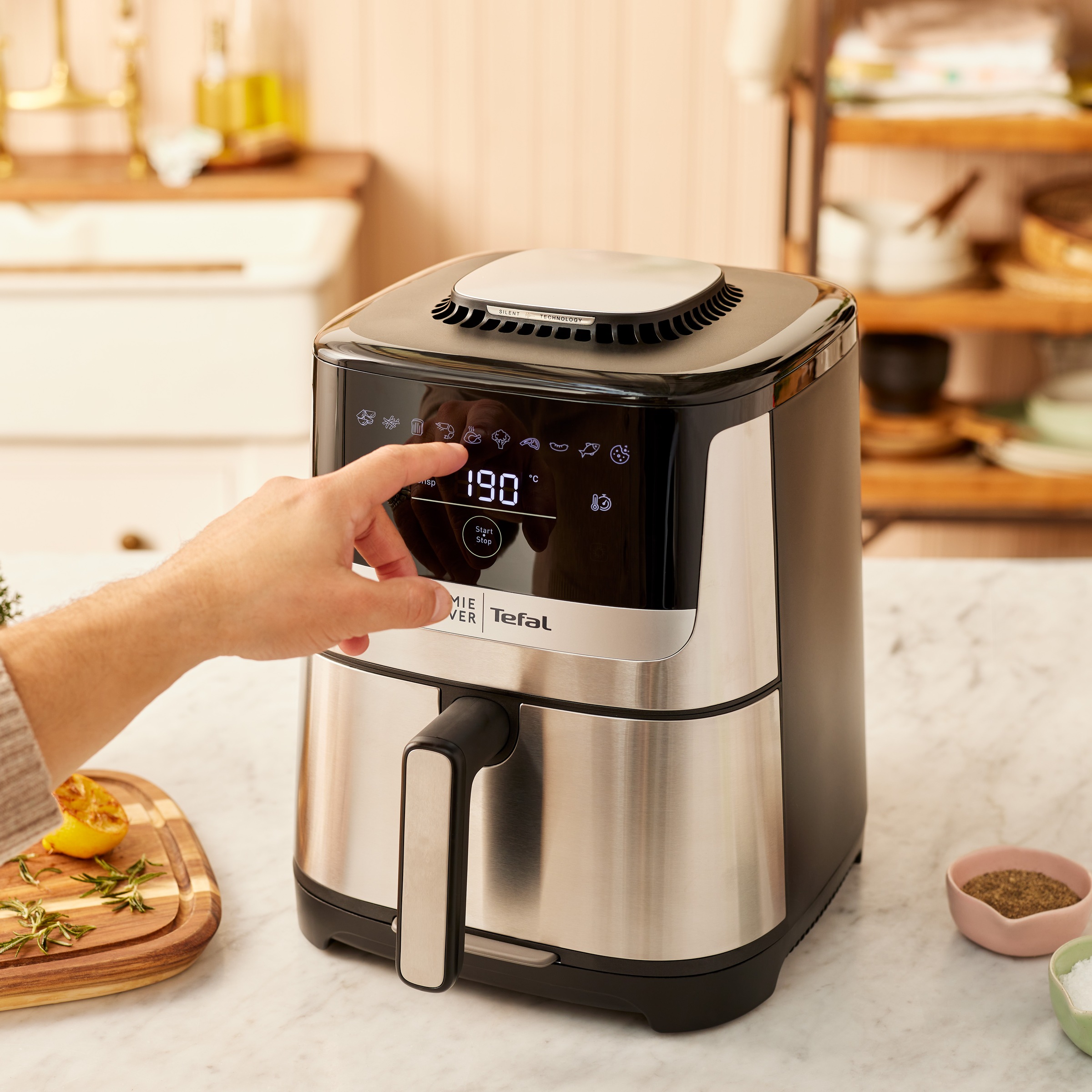Tefal Heißluftfritteuse »Jamie Oliver by Tefal EY55JD Easy Fry Silence Deluxe«, 1670 W, 10 voreingestellte Programme, digitaler Touchscreen, EY55JD