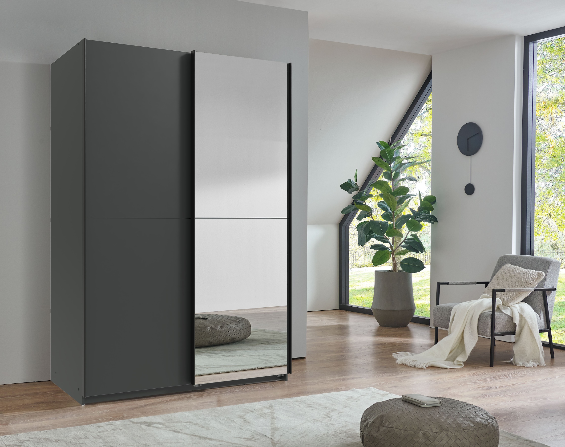 Wimex Kleiderschrank »Mugano, B/T/H 135 oder 180/65/198cm, Made in Germany«, (wähle Deine Ausstattung: Basic oder Premium!), 2 Schwebetüren mit oder ohne Spiegel, Metallgriffe