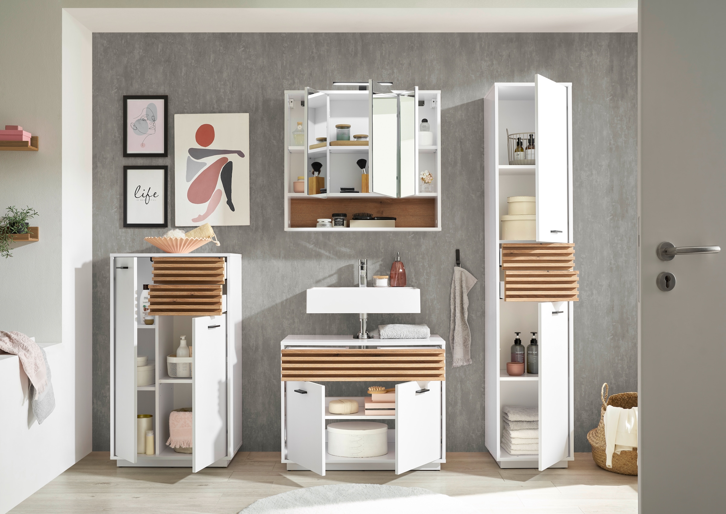 BASIC by Balculina Hochschrank »Liguria B/H/T 38x191x35 cm« 1 Stk. tlg. Breite 38cm, Unterflurauszug, FSC-Mix 70%