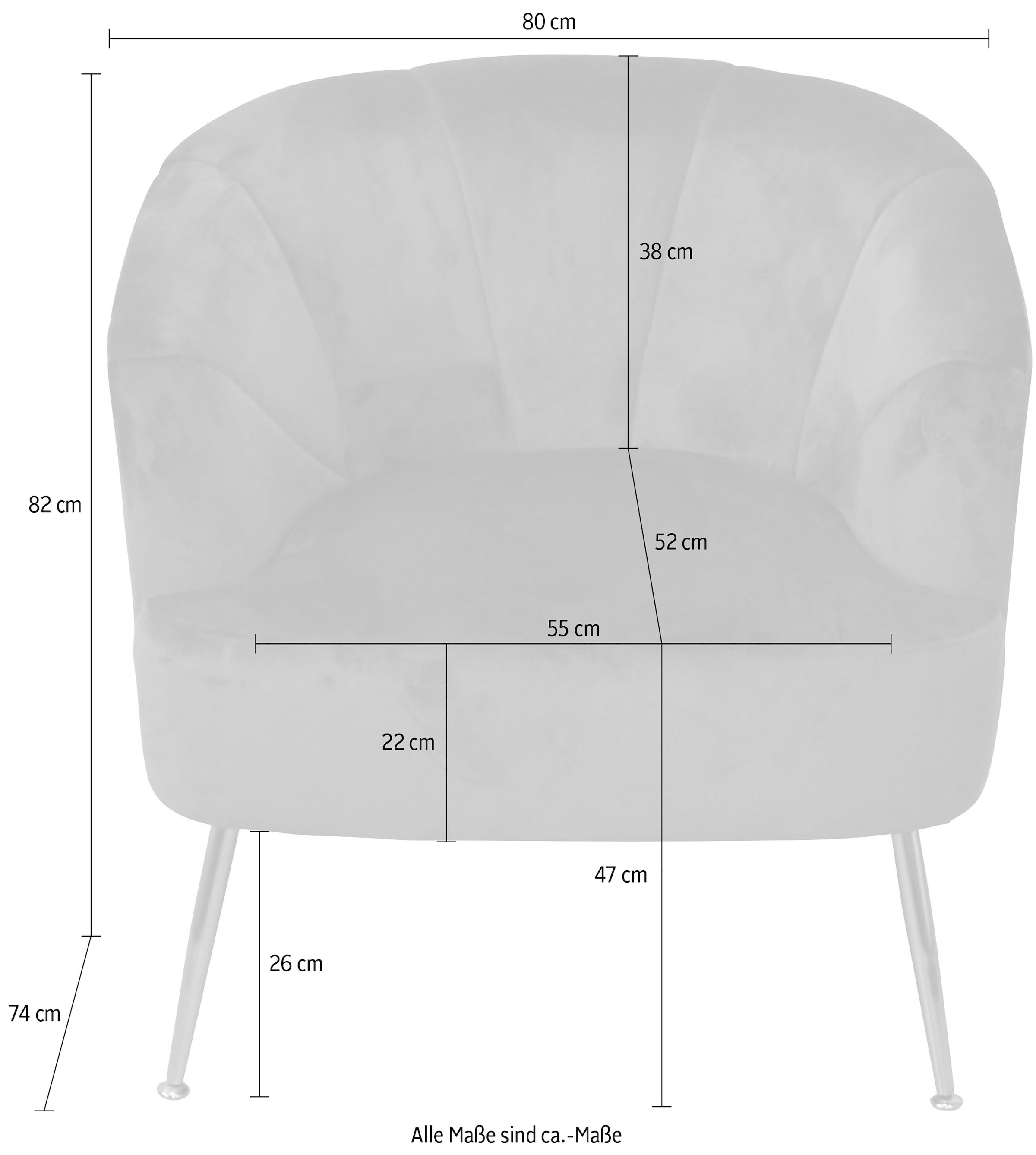 HOFMANN LIVING AND MORE Sessel Beine aus Stahlrohr, goldfarben lackiert, Samtbezug
