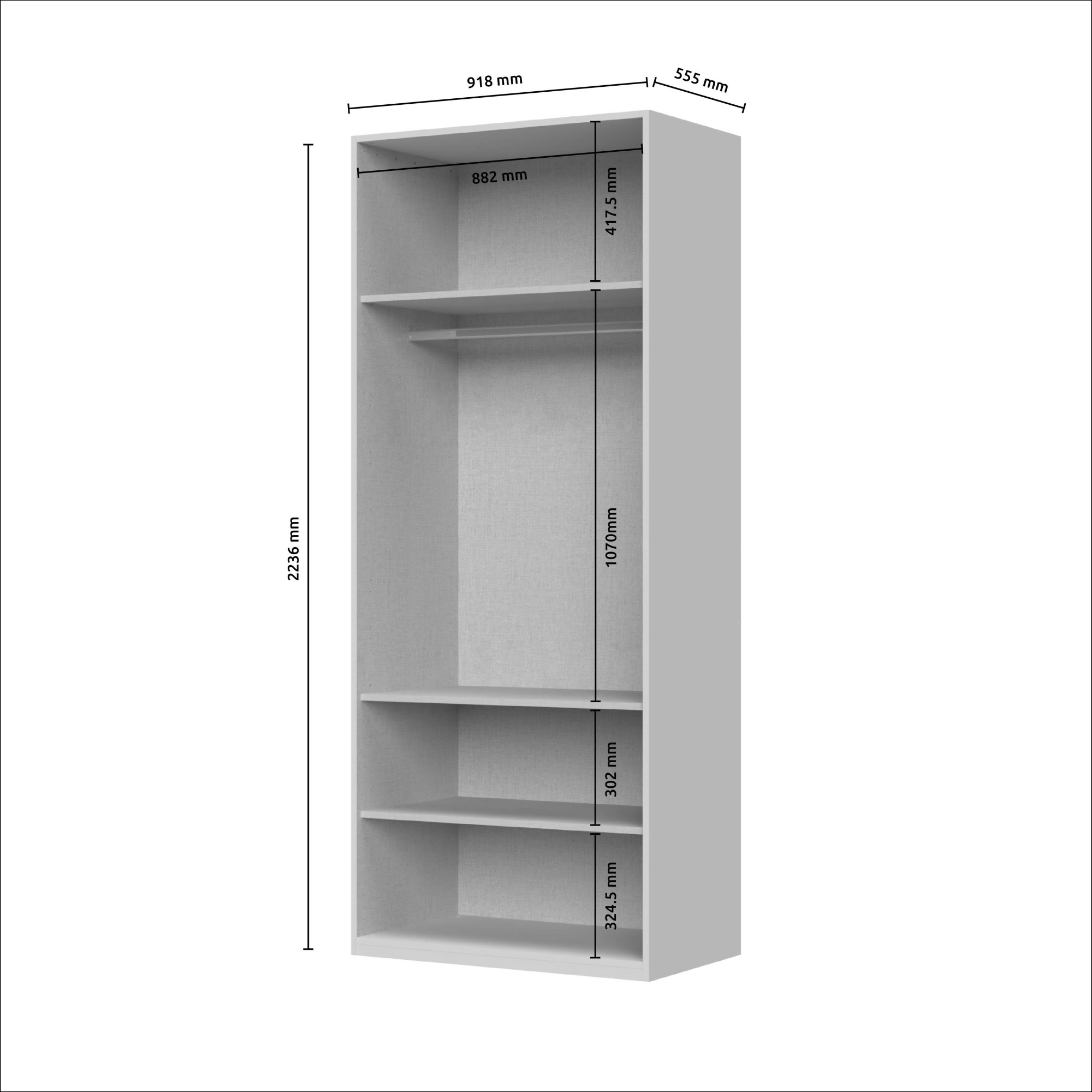 PLACES OF STYLE Drehtürenschrank »Opera mit oder ohne Kranz inkl. LED-Beleuchtung, B: 92,137 oder 182 cm« UV lackiert, Soft Close Funktion, Höhenverstellbare Füße