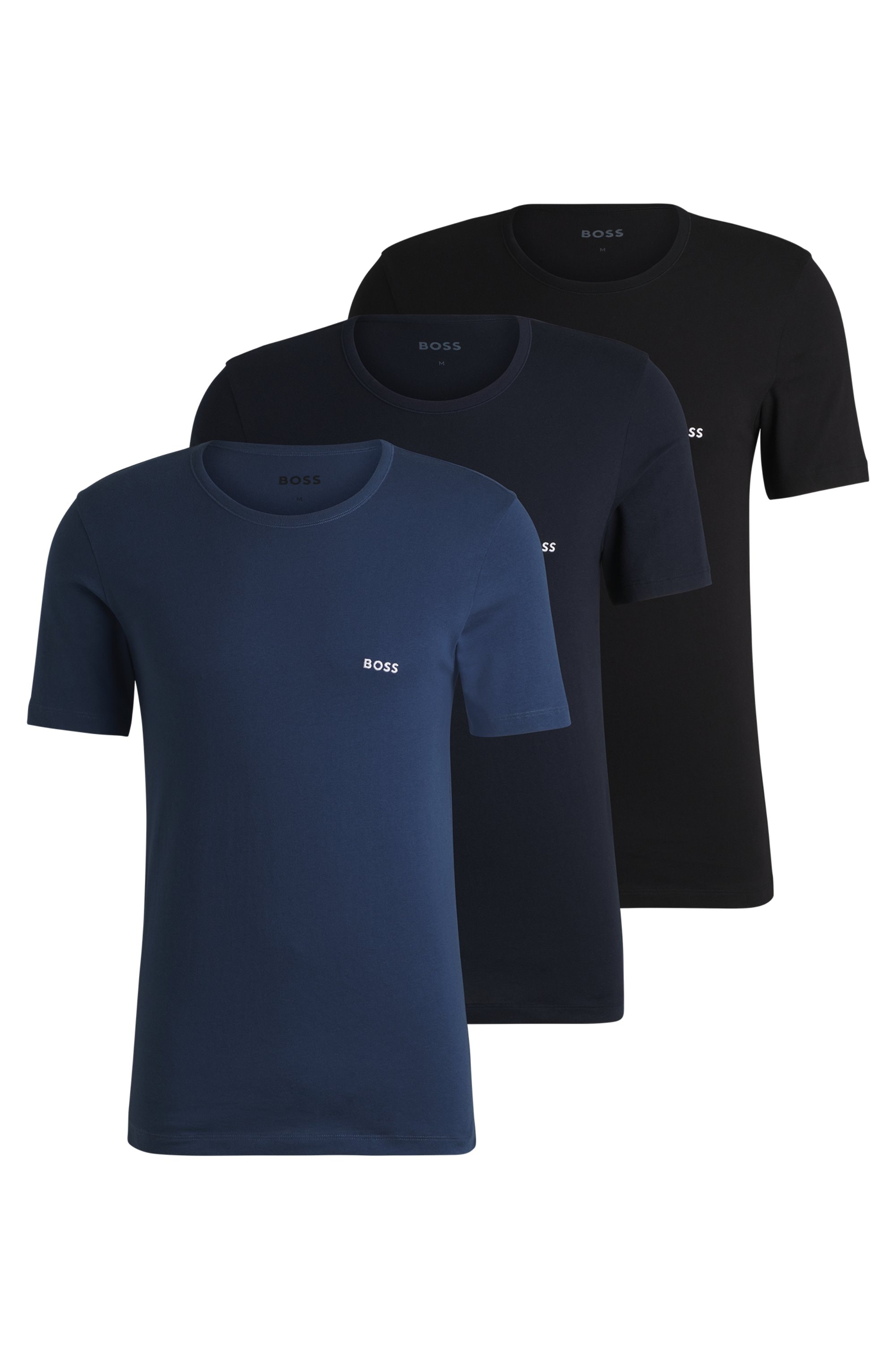 BOSS T-Shirt »TShirtRN 3P Classic«, mit BOSS Stickerei