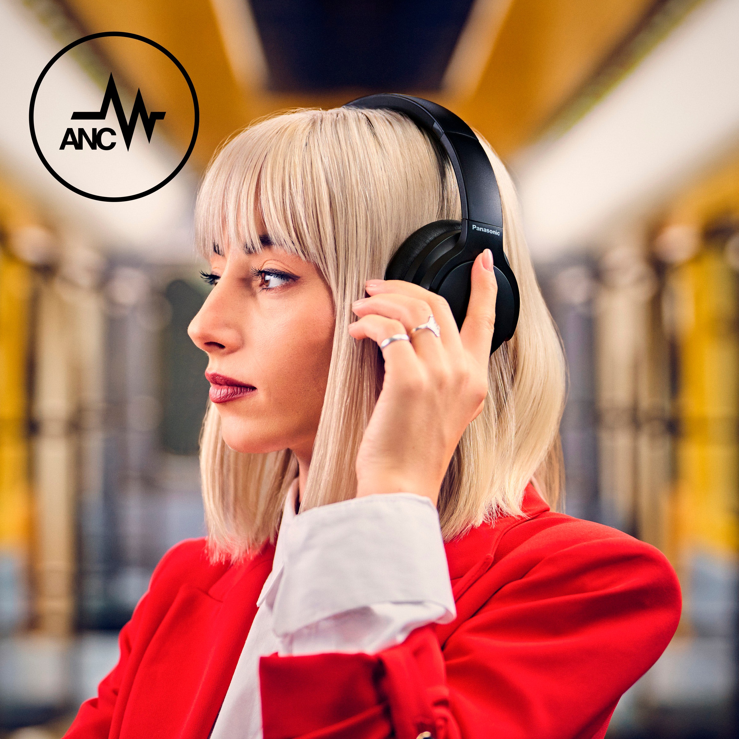 Panasonic Bluetooth-Kopfhörer »RB-HX330B«, A2DP Bluetooth-AVRCP Bluetooth-HFP-Bluetooth, Active Noise Cancelling (ANC)-Freisprechfunktion-Multi-Point-Verbindung-Sprachsteuerung-kompatibel mit Siri