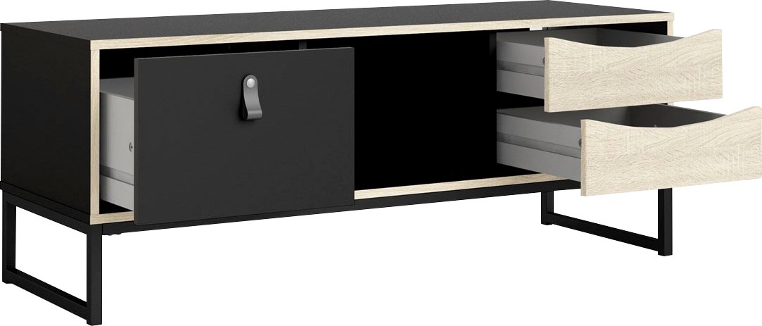 andas TV-Board »Stubbe«, TV-Kommode, Breite 117,2cm, 3 Schubkästen, 1 Ledergriff