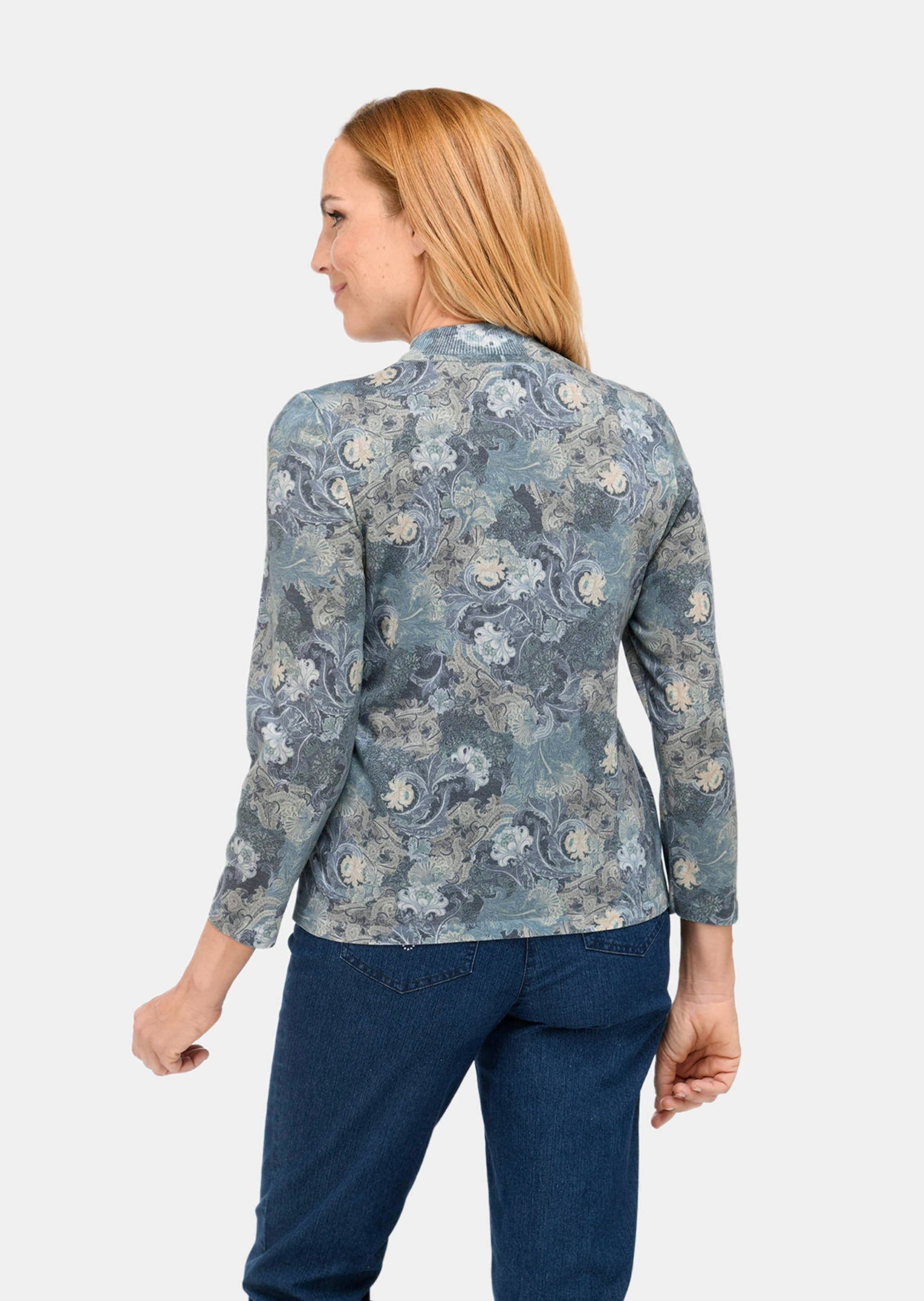 GOLDNER Rundhalspullover »Floraler Strickpullover mit Stehkragen« hoher Baumwollanteil