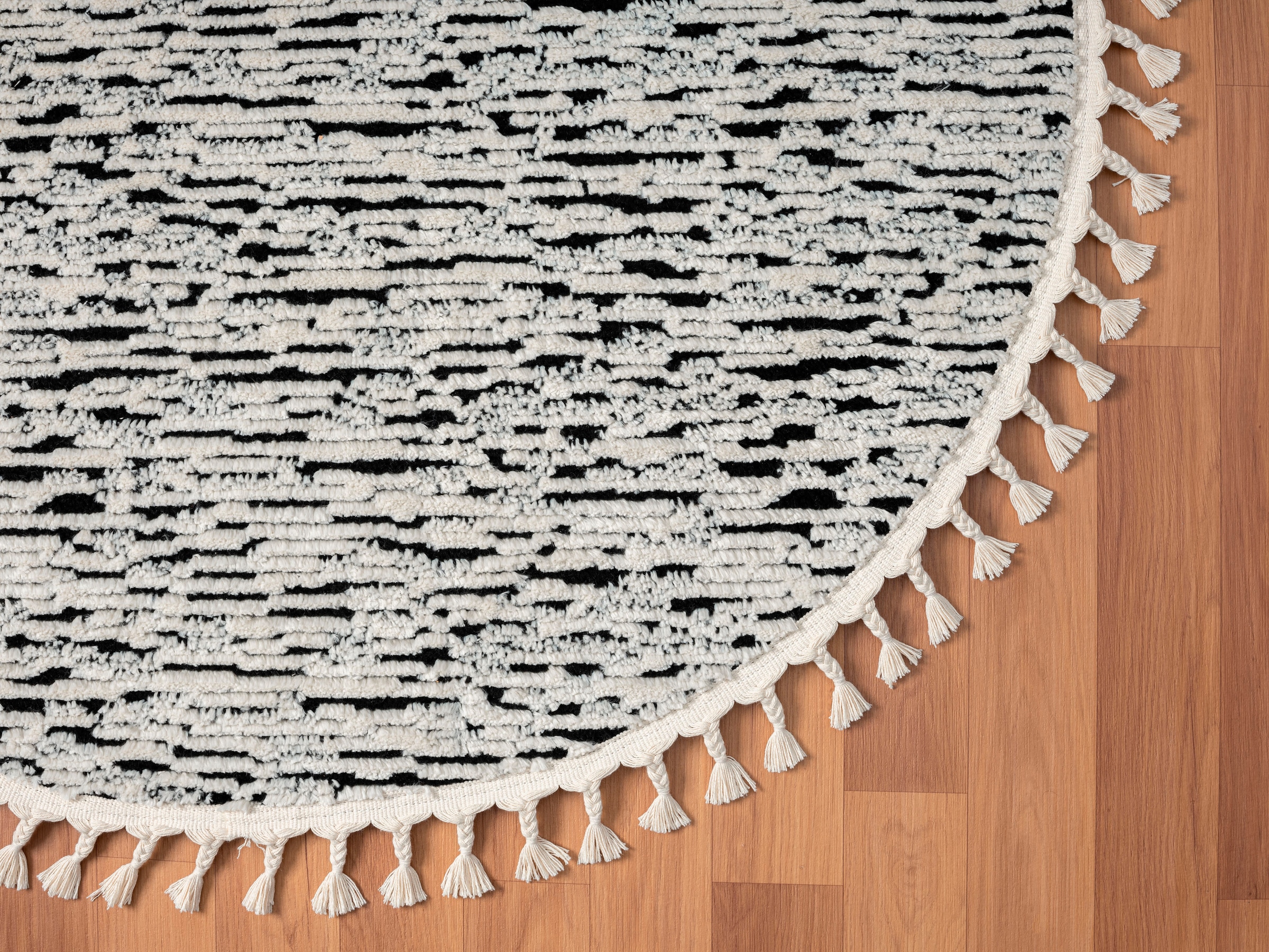 Myflair Möbel & Accessoires Hochflor-Teppich »Moroccan Rockface«, rund, modern, marokkanisches Design, meliert, flauschig weich, mit Fransen