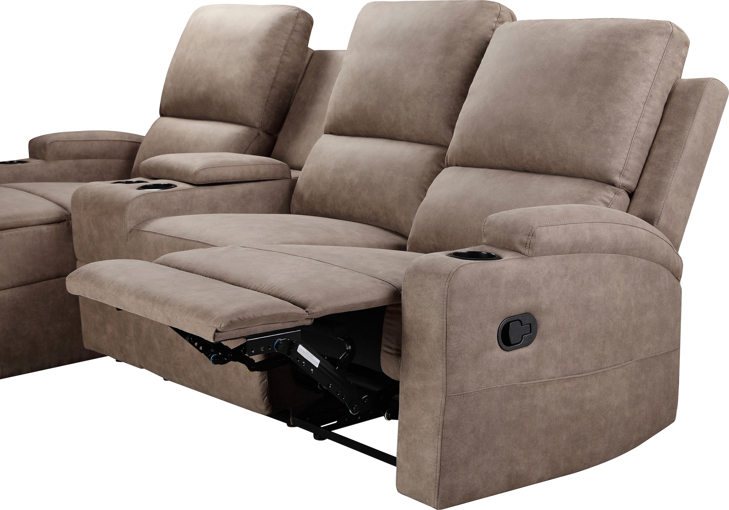 Home affaire Ecksofa »NAPORI Multimediasofa, 3er Kinosessel XXL, L-Form, 3 Bezugsstoffe«, Kinosofa mit Relaxfunktion, Getränkehalter, Staufach und Staukasten