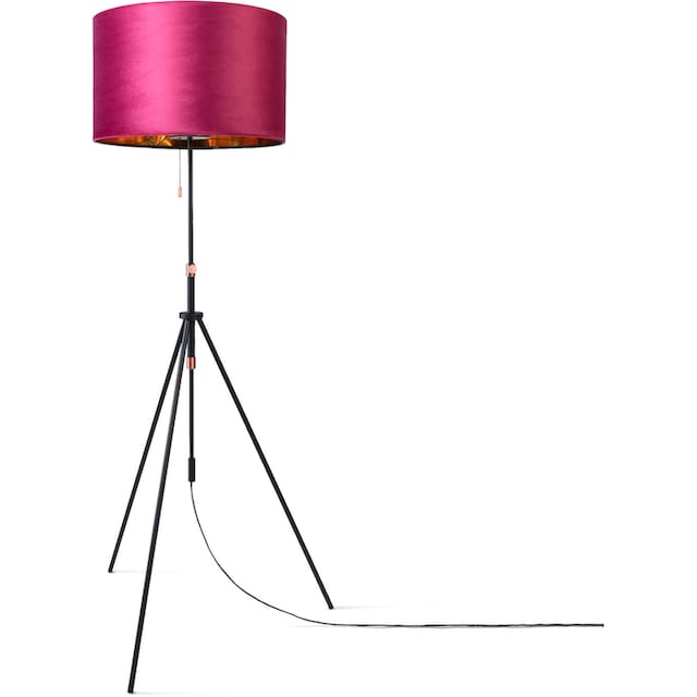 Paco Home Stehlampe »Naomi uni Color«, Wohnzimmer Höhenverstellbar 121,5  bis 176,5 cm Zugschalter Velour bei OTTO