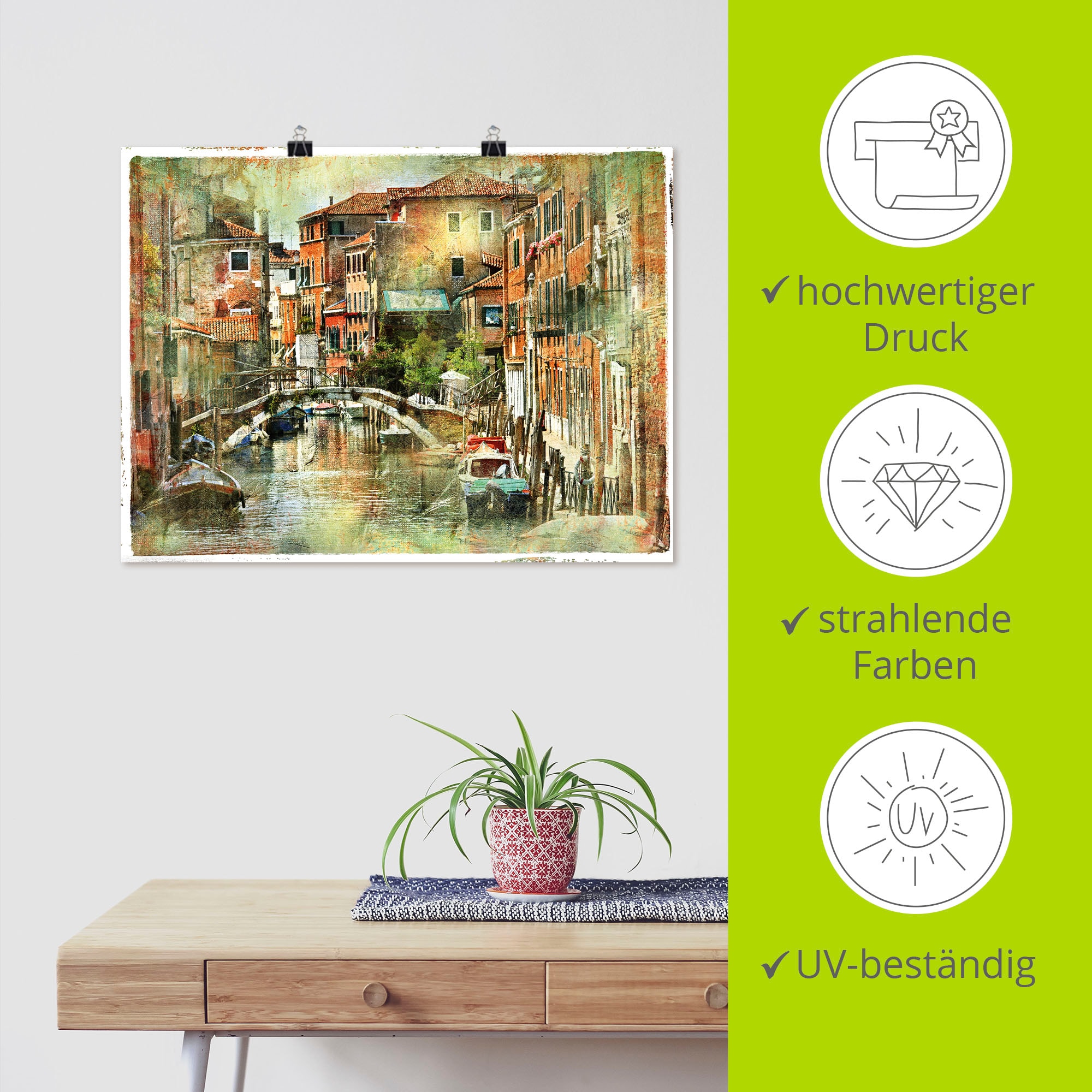 Artland Wandbild »Kanal in Venedig«, Italien, (1 St.), als Leinwandbild, Poster, Wandaufkleber in verschied. Größen