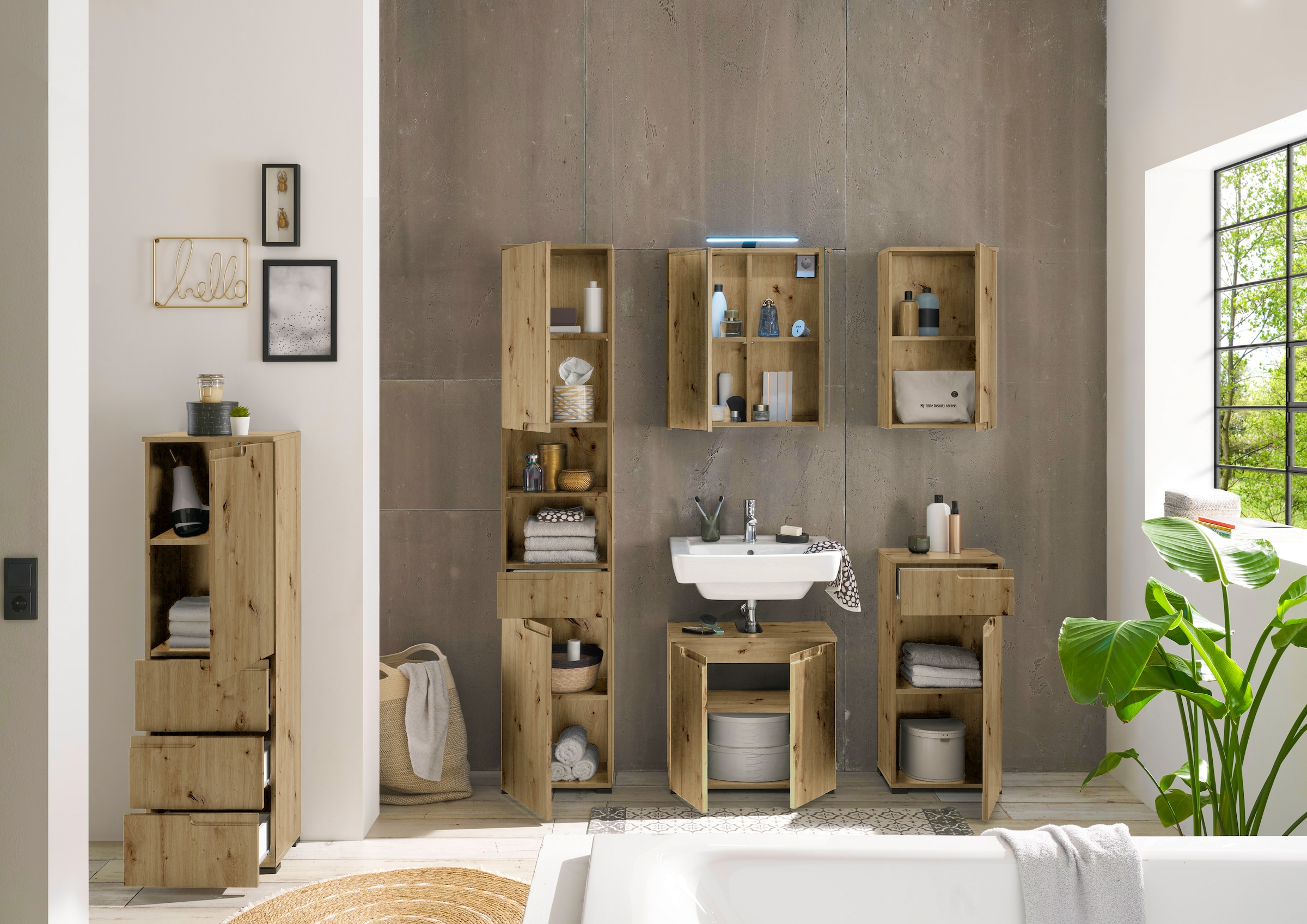BASIC by Balculina Hängeschrank »Spice, Badezimmerschrank BxTxH 40x67x23 cm«, (1 St.), Breite 40 cm, Griffmulden