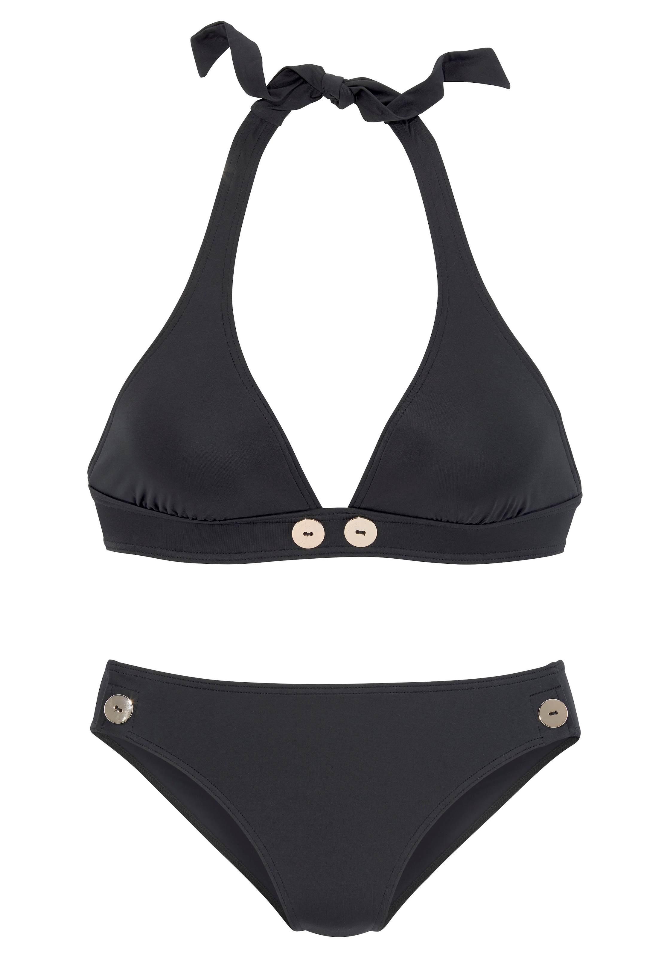 Vivance Triangel-Bikini, mit goldfarbenen Zierknöpfen