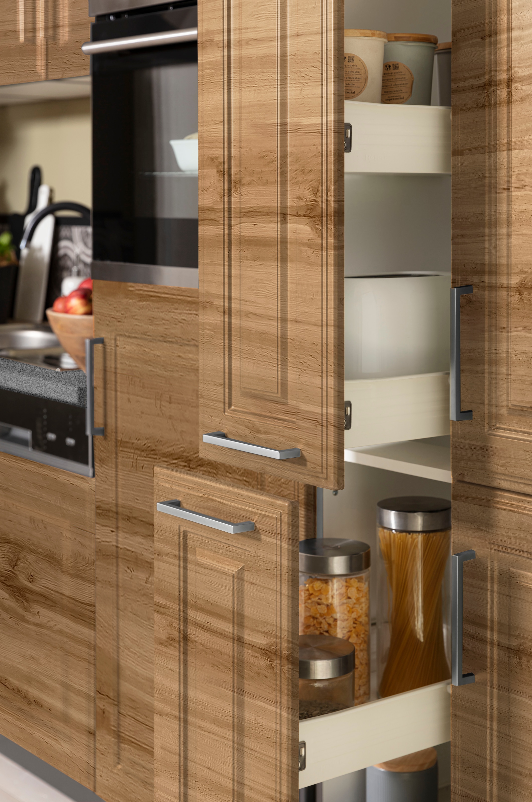 HELD MÖBEL Winkelküche »Stockholm«, Stellbreite 260/170 cm, mit hochwertigen MDF Fronten im Landhaus-Stil