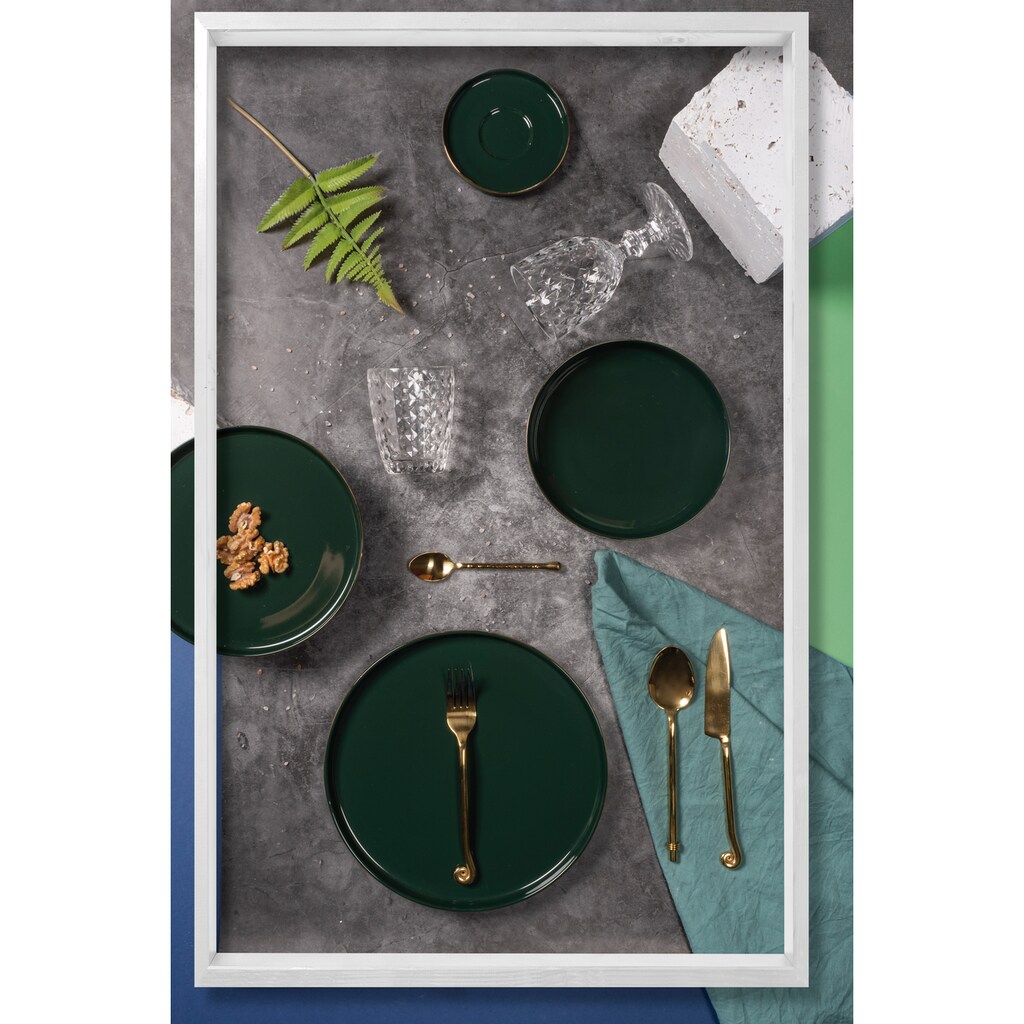 Villa d'Este Teller-Set »Geschirr-Set Luxury Green«, (Set, 12 tlg.)