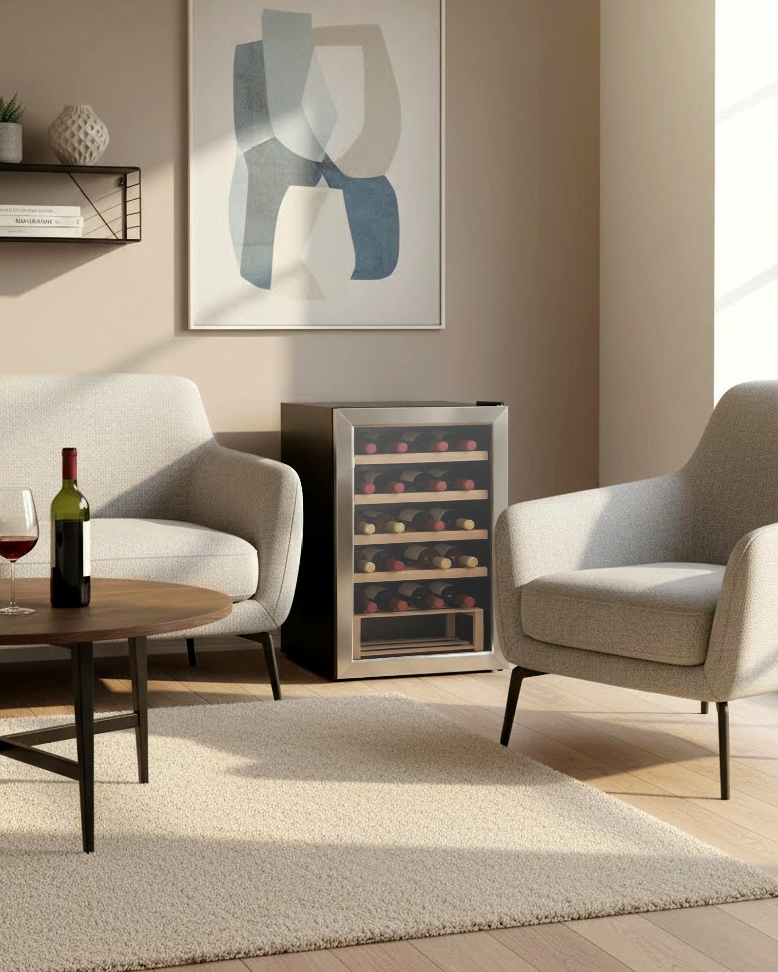 Hanseatic Weinkühlschrank »HWC20FCBH-2,« für 20 Stk. Standardflaschen á 075l mit digitaler Temperaturanzeige, LED Beleuchtung