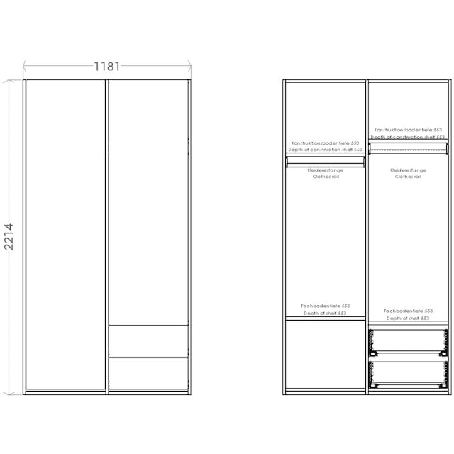 Müller SMALL LIVING Kleiderschrank »Modular Plus Variante 2«, Inklusive 2  kleiner Schubladen unten rechts online bei OTTO