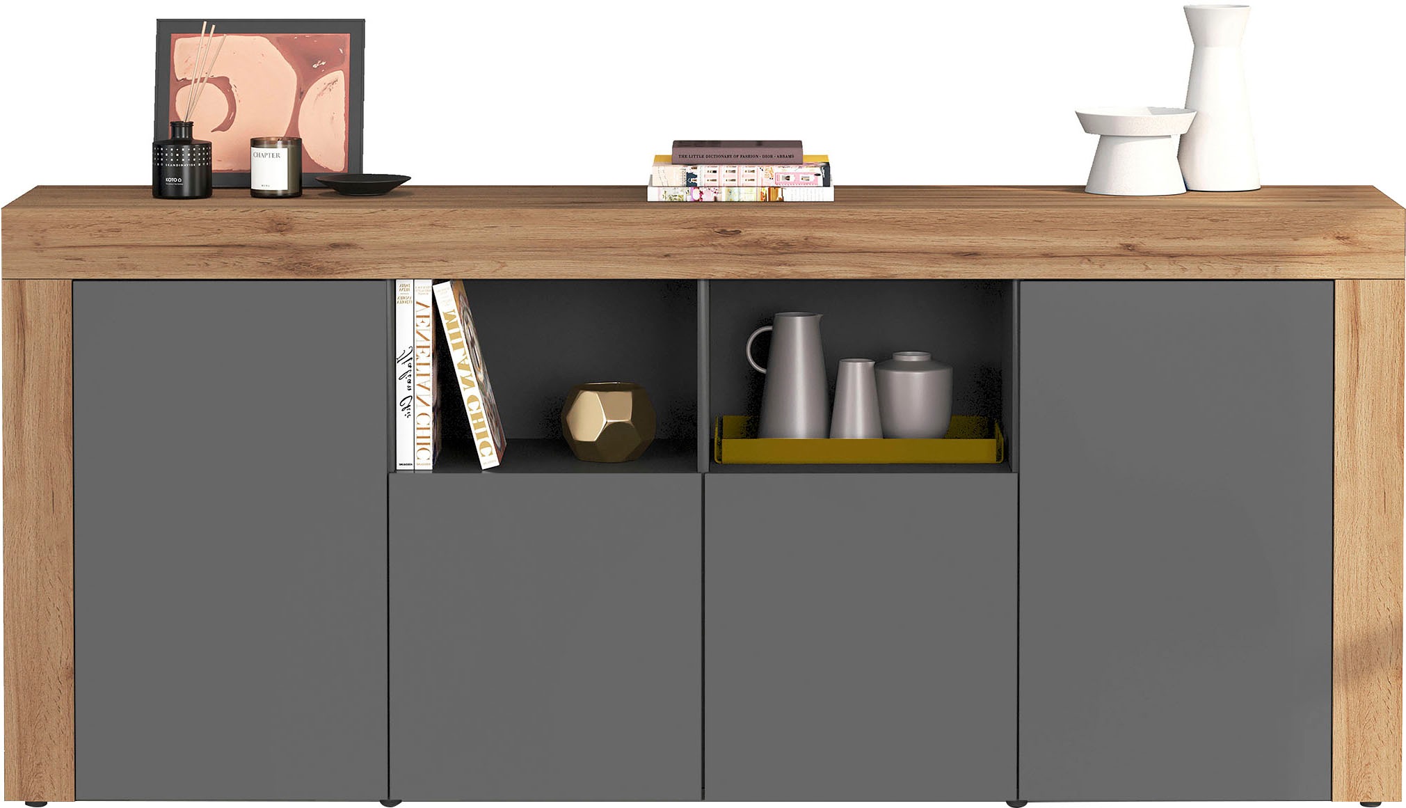 INOSIGN Sideboard »CHRONOS Breite 200 cm  mit 4 Türen, 2 offene und 8 geschlossene Fächer« 1 Stk. tlg. Sideboard,Kommode, Schrank, Grifflos mit Push to Open, Made in Italy
