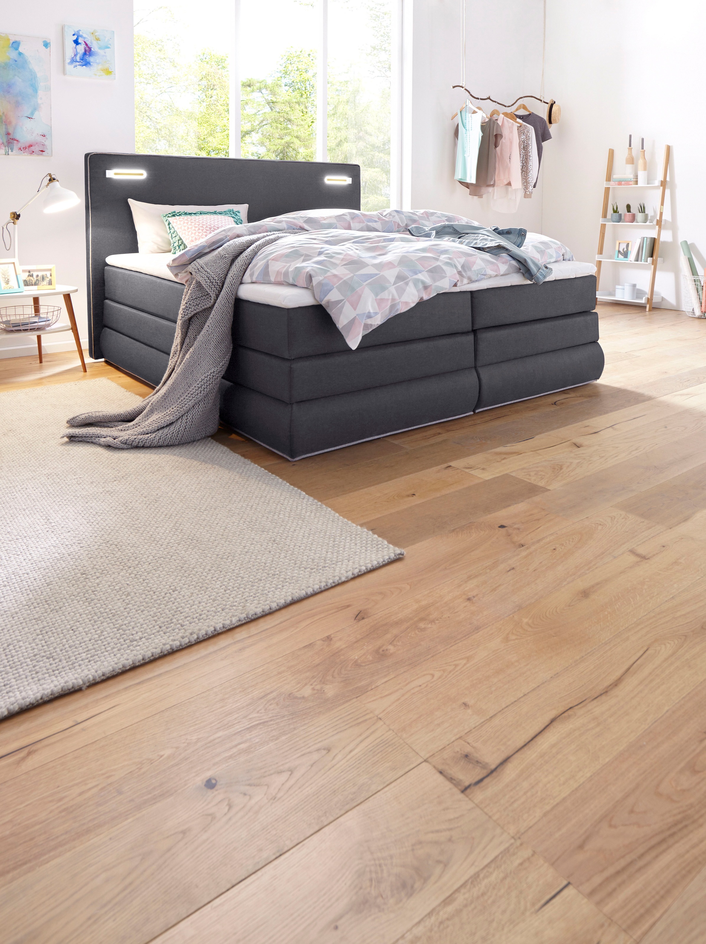 COLLECTION AB Boxspringbett »Ninoni mit Kaltschaummatratze«, inkl. Bettkasten, Topper und wahlweise mit LED-Beleuchtung