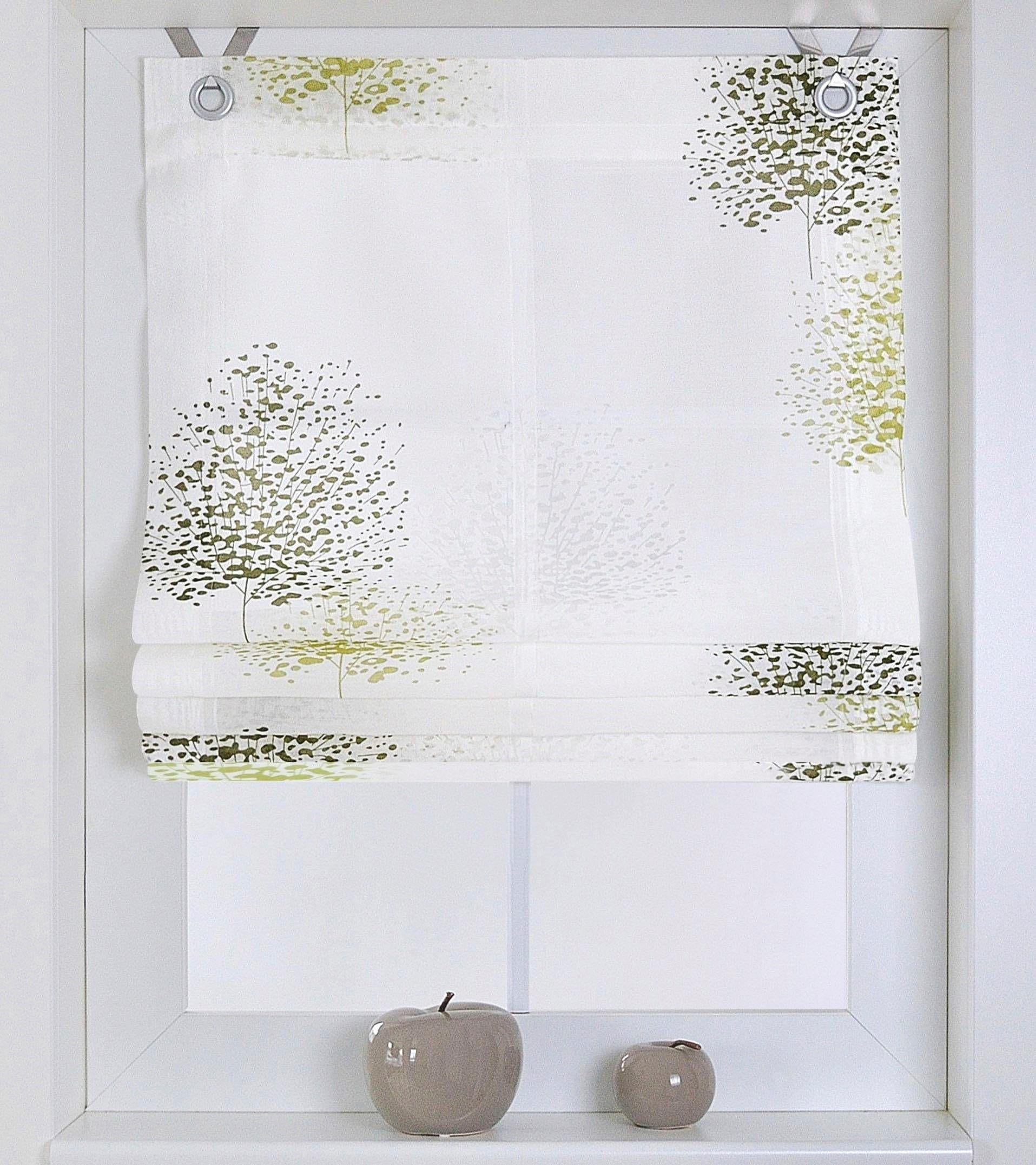 Kutti Raffrollo »Belinda« mit Hakenaufhängung ohne Bohren freihängend halbtransparent, Polyester, Viskose, Hakenaufhängung in grün