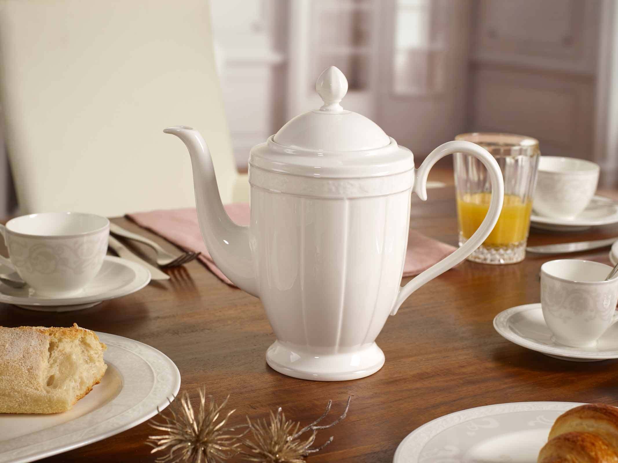 Villeroy & Boch Untertasse »Kaffeeuntertassen Gray Pearl ø 16 cm 6er Set weiß« Spülmaschinengeeignet, Mikrowellengeeignet