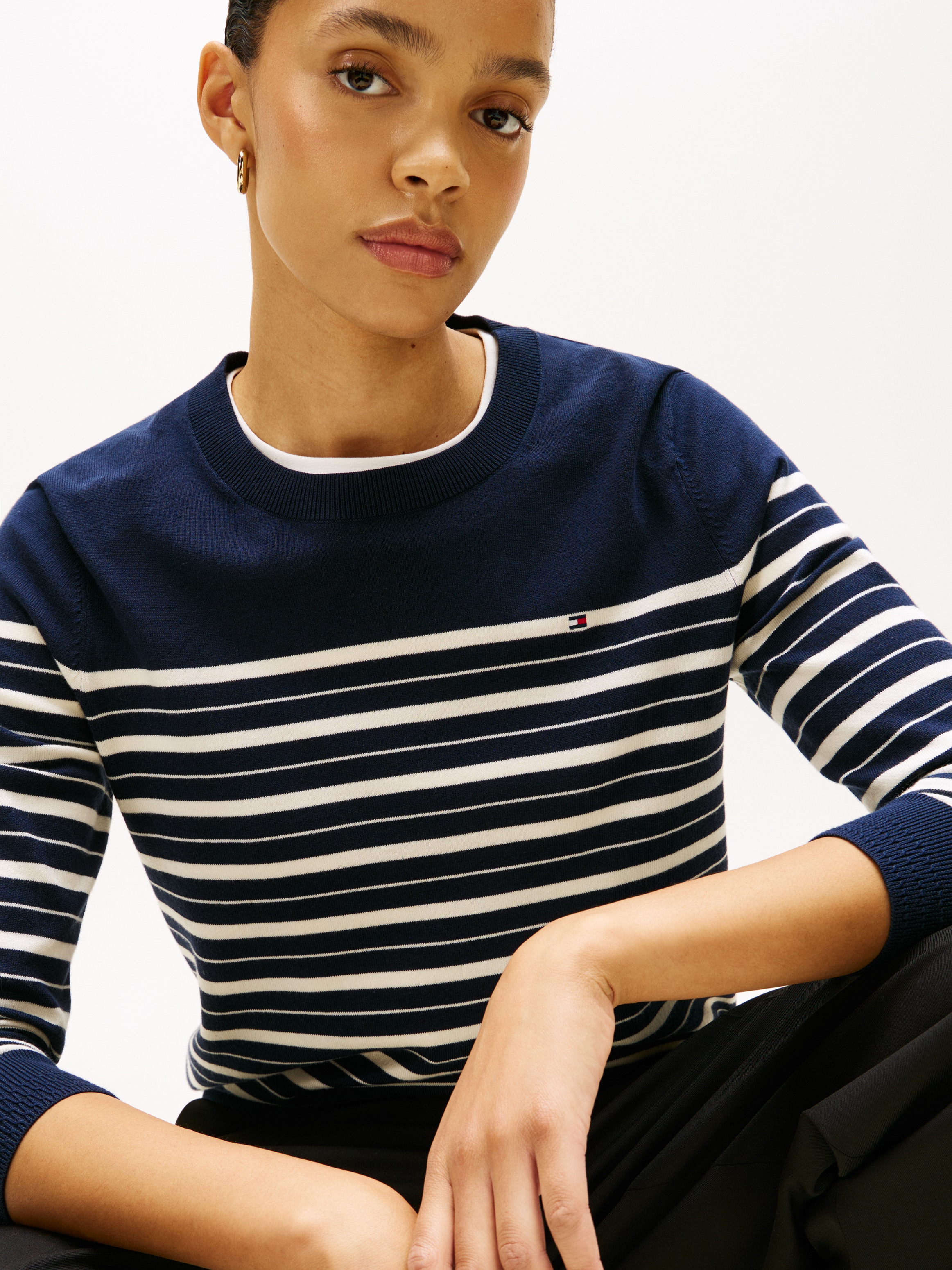 Tommy Hilfiger Rundhalspullover »CO JERSEY STITCH LS C-NK SWT«