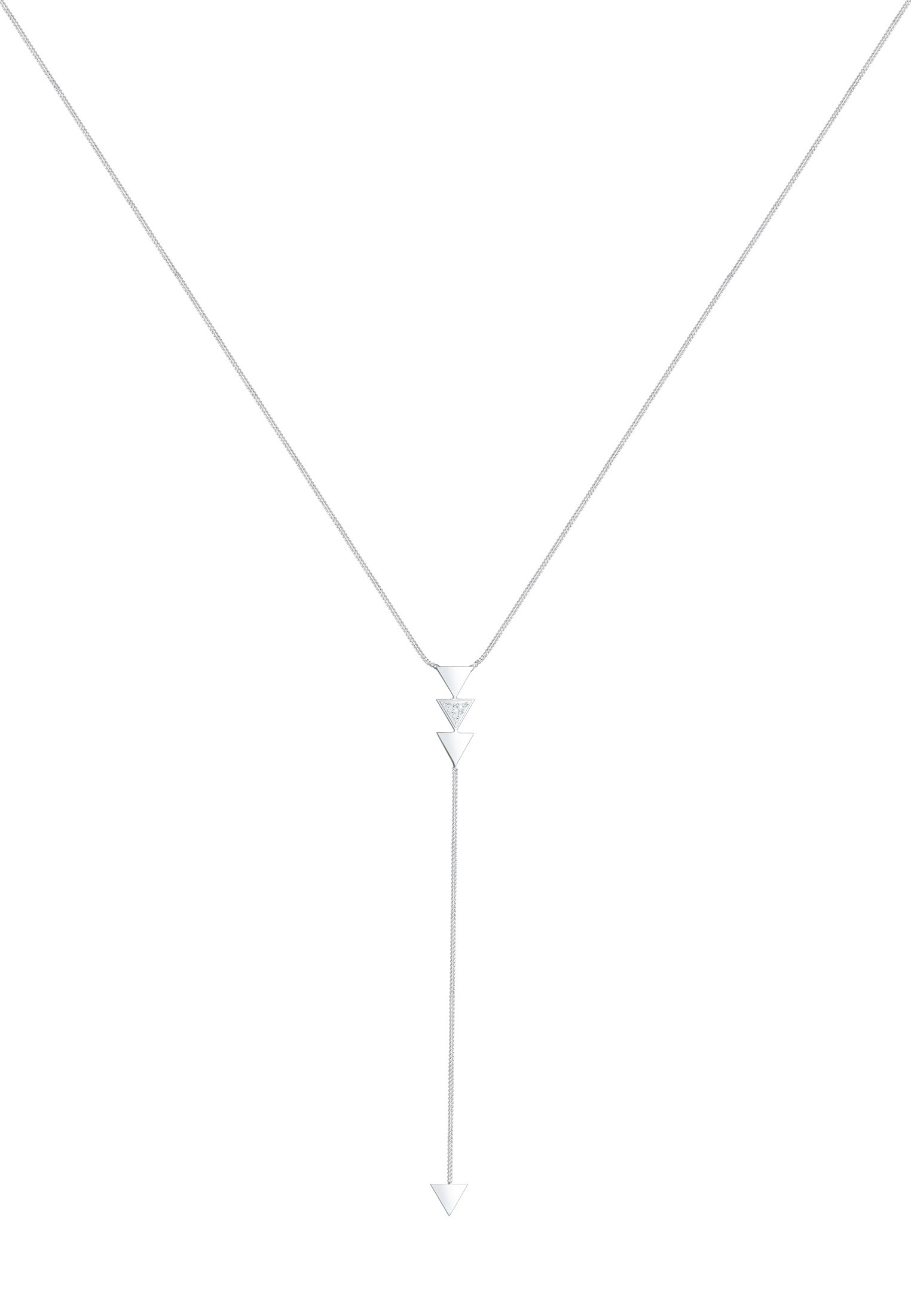 Elli Y-Kette »Halskette Y-Kette Dreieck Glas Kristalle Weiß 925 Sterling Silber«