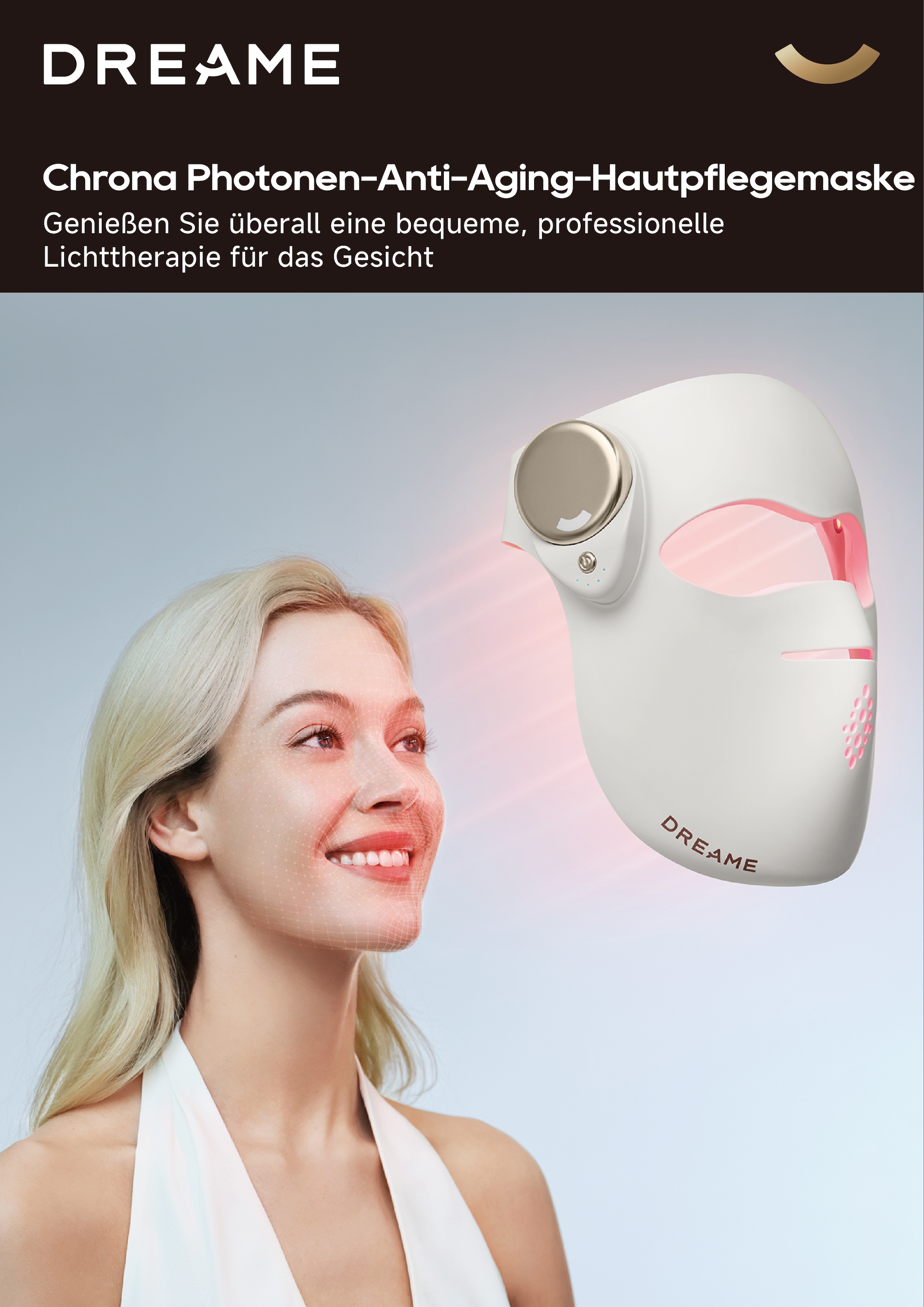 Dreame LED-Gesichtsmaske »Chrona« 280 LEDs, 5 Lichtmodi, kabellos, ergonomische 3D-Passform