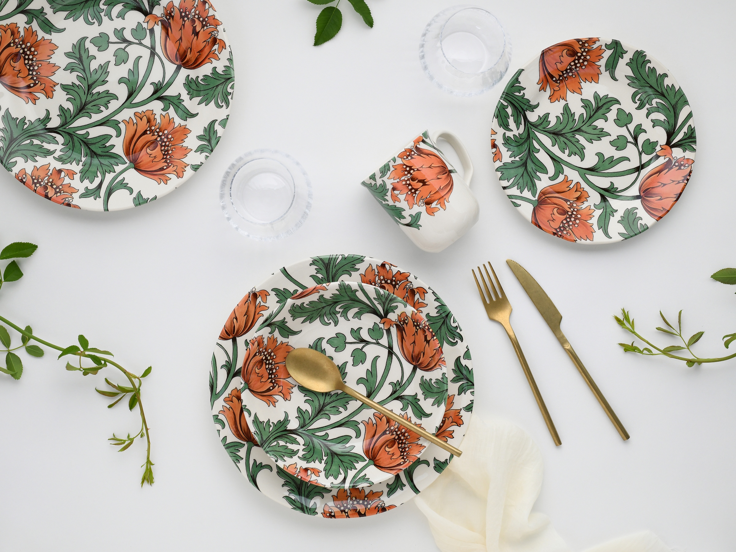 CreaTable Kombiservice »Florentina, Kombi-Service 16-tlg« Blumendekor